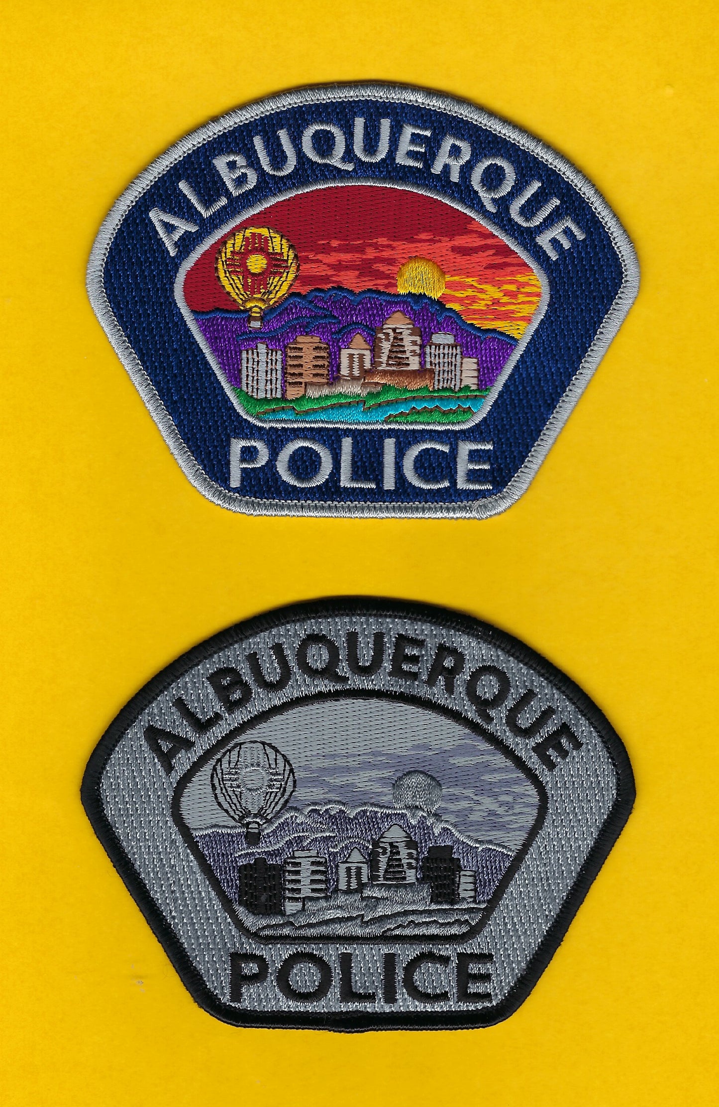ALBUQUERQUE, NEW MEXICO POLICE DEPARTMENT 4.5 INCH x 3.5 INCH EMBROIDERED PATCHES BY PUBLIC SAFETY COLLECTIBLES.