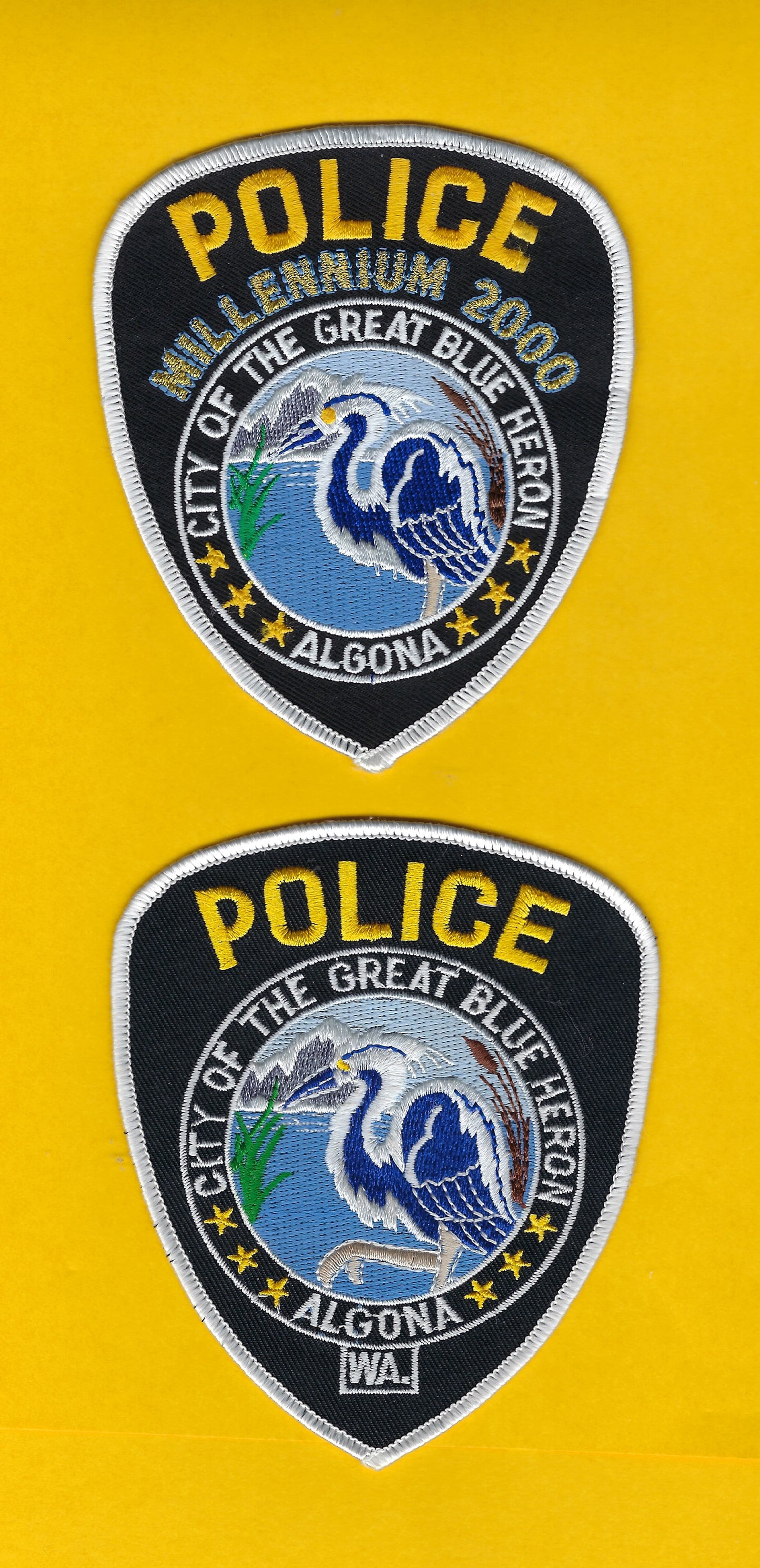 ALGONA, WASHINGTON POLICE DEPARTMENT 4.5 INCH EMBROIDERED PATCH SET BY PUBLIC SAFETY COLLECTIBLES.