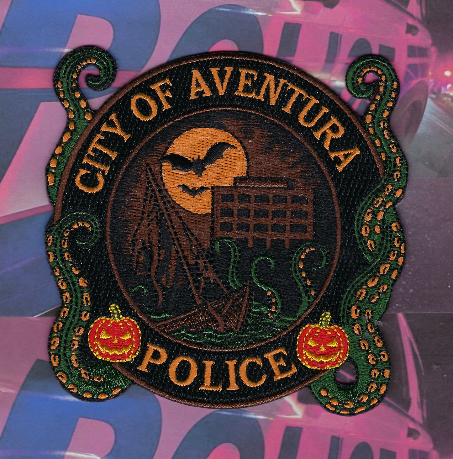AVENTURA, FLORIDA POLICE DEPT EMBROIDERED HALLOWEEN PATCH BY PUBLIC SAFETY COLLECTIBLES.