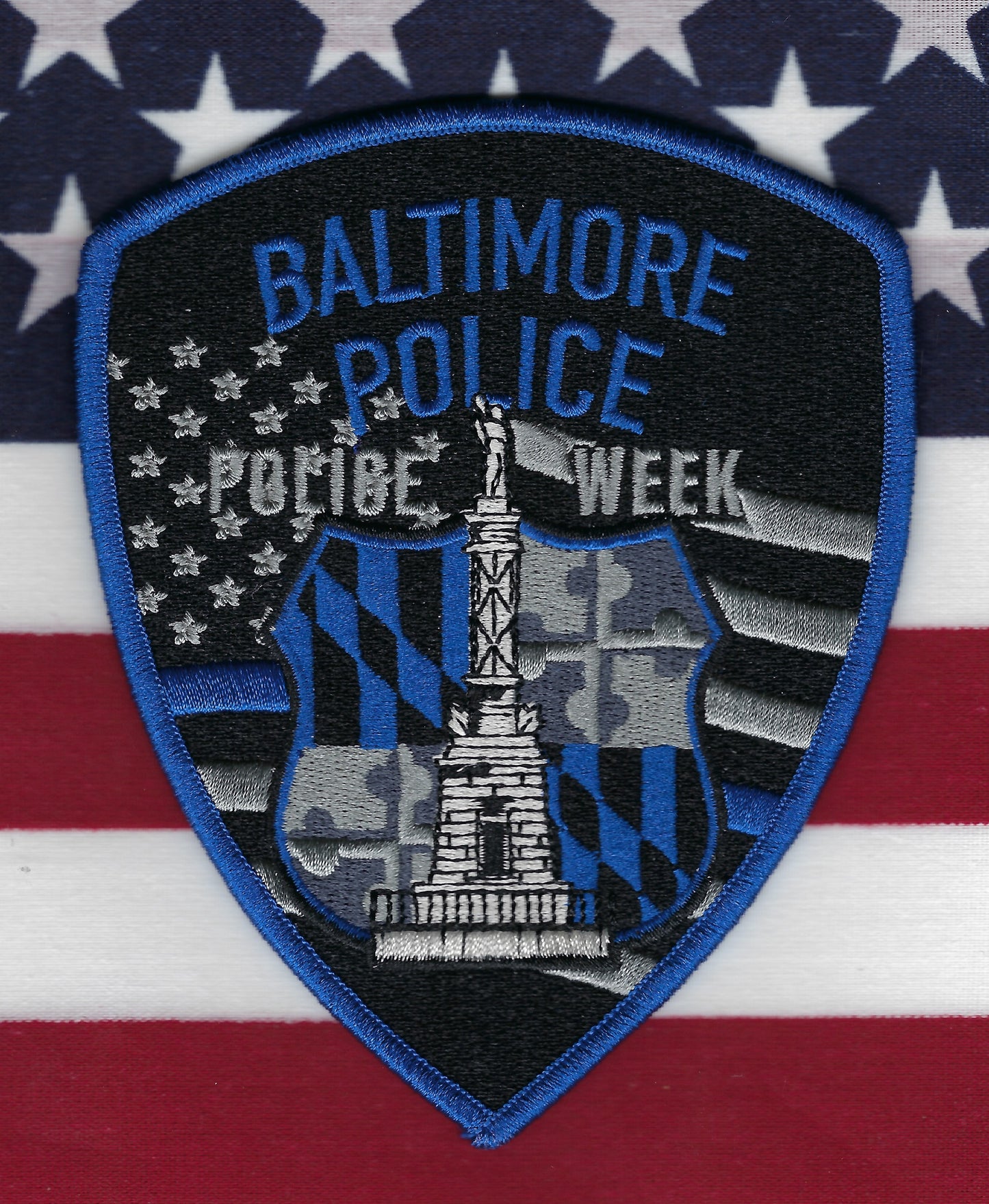 BALTIMORE, MARYLAND POLICE DEPARTMENT 'POLICE WEEK' EMBROIDERED PATCH BY GHOST PATCH PRODUCTIONS.