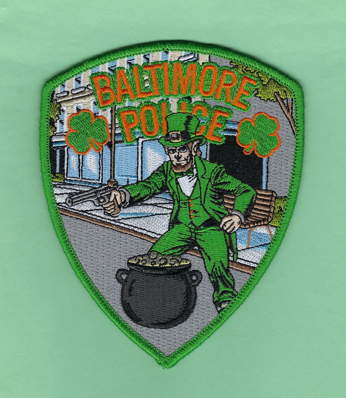 BALTIMORE CITY, MARYLAND POLICE DEPARTMENT 5-INCH 2025 SAINT PATRICK's DAY EMBROIDERED PATCH