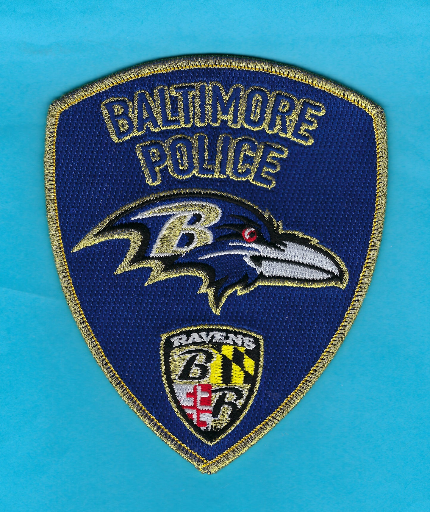 BALTIMORE CITY, MARYLAND POLICE DEPARTMENT 'BALTIMORE RAVENS' EMBROIDERED NFL PATCH BY PUBLIC SAFETY COLLECTIBLES.