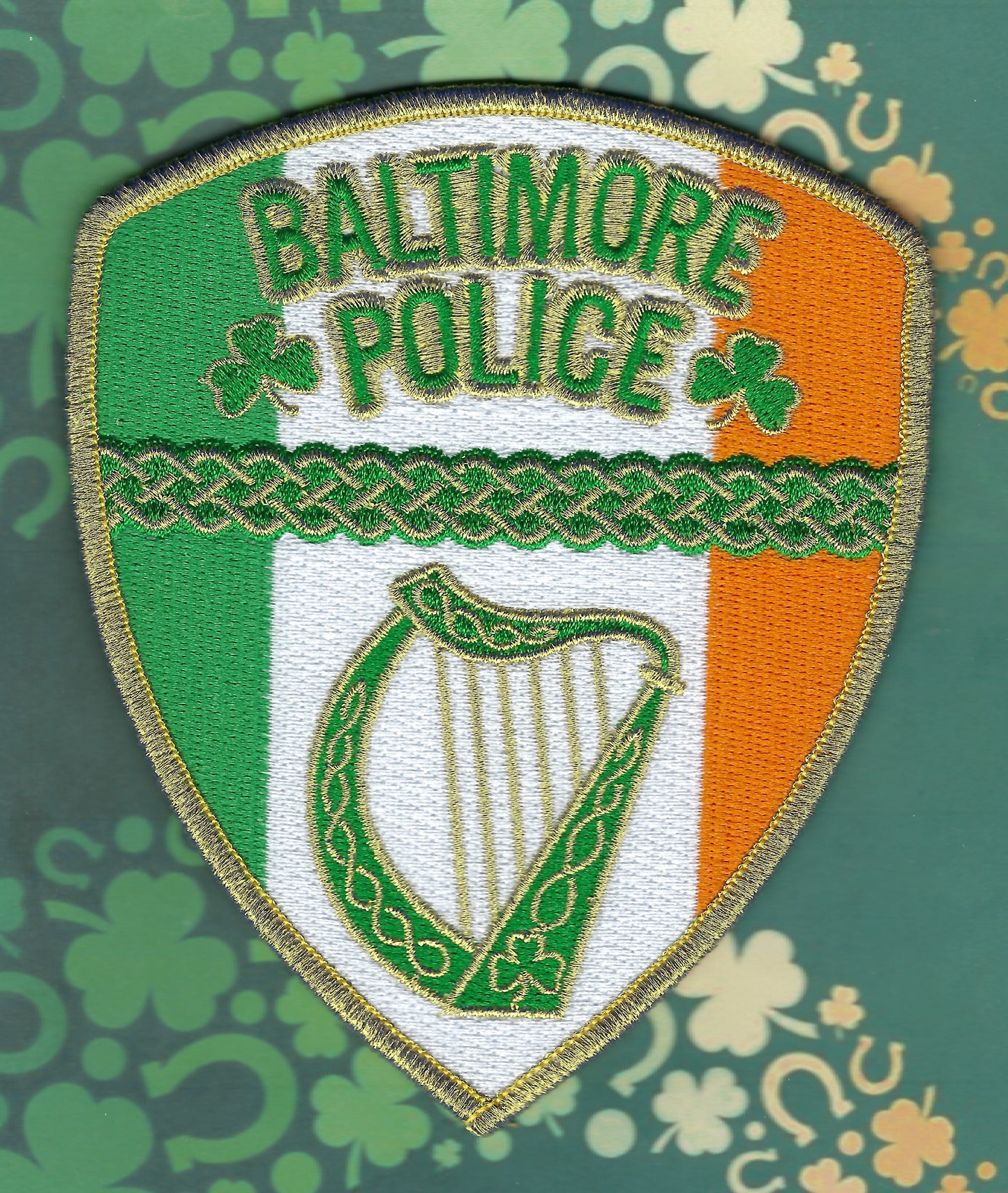 BALTIMORE CITY, MARYLAND POLICE DEPARTMENT 2026 SAINT PATRICK's DAY EMBROIDERED PATCH BY GHOST PATCH ENTERPRISES.