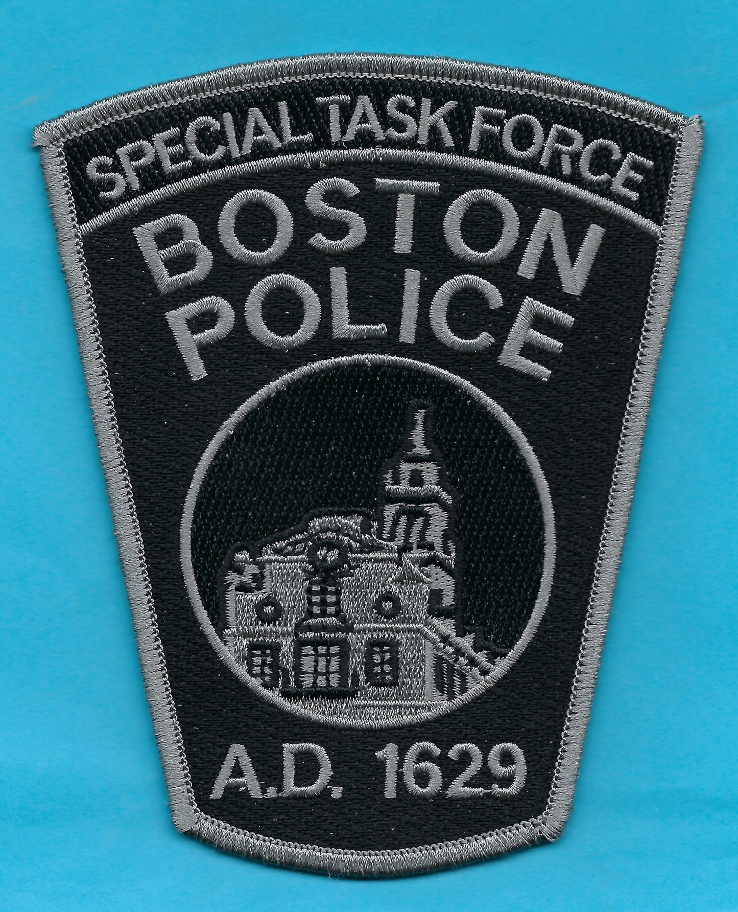BOSTON, MASSACHUSETTS POLICE DEPARTMENT 'SPECIAL TASK FORCE' SUBDUED EMBROIDERED PATCH BY GHOST PATCH PRODUCTIONS.