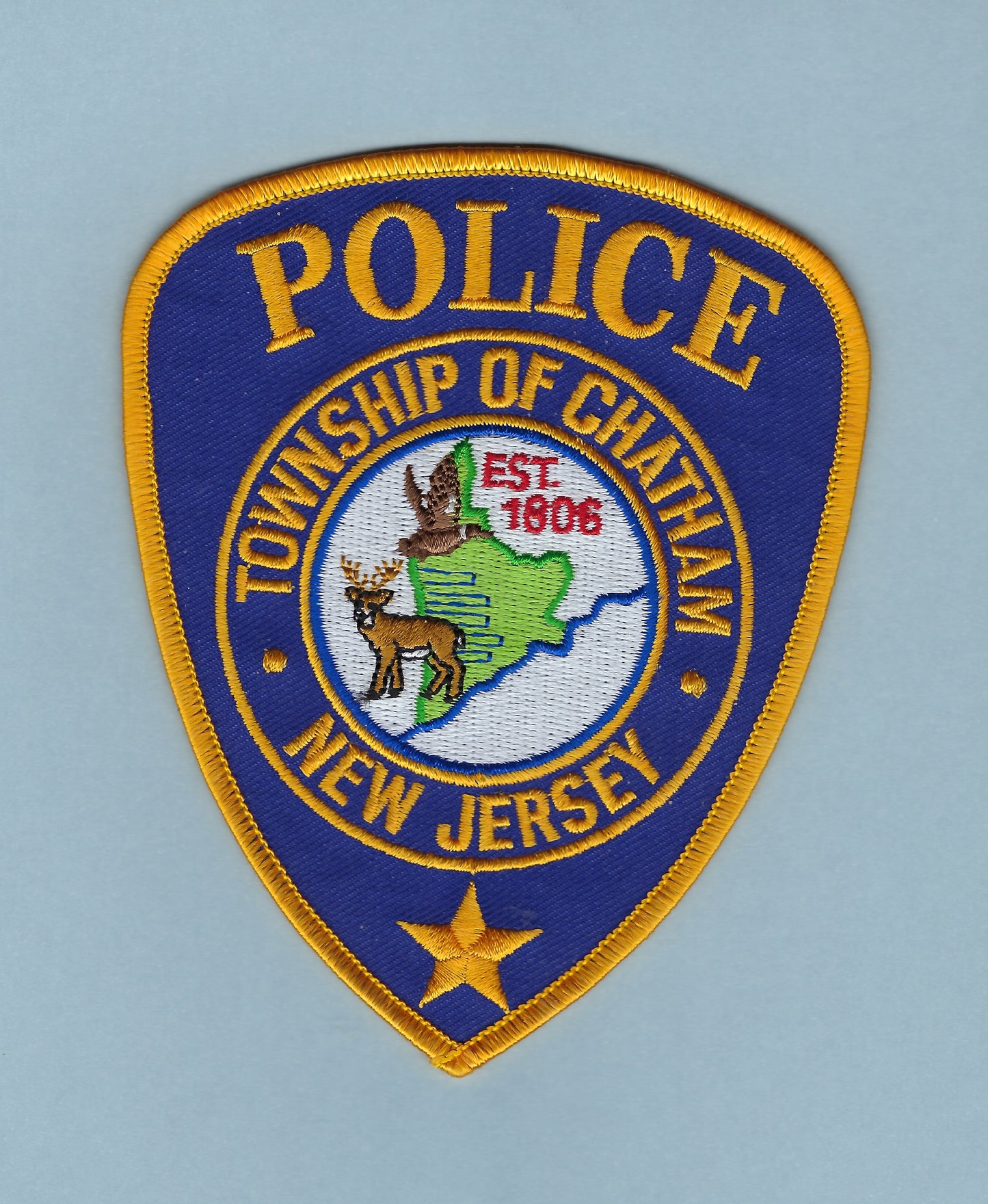 CHATHAM TOWNSHIP, NEW JERSEY POLICE DEPARTMENT 5-INCH EMBROIDERED PATCH BY PUBLIC SAFETY COLLECTIBLES.