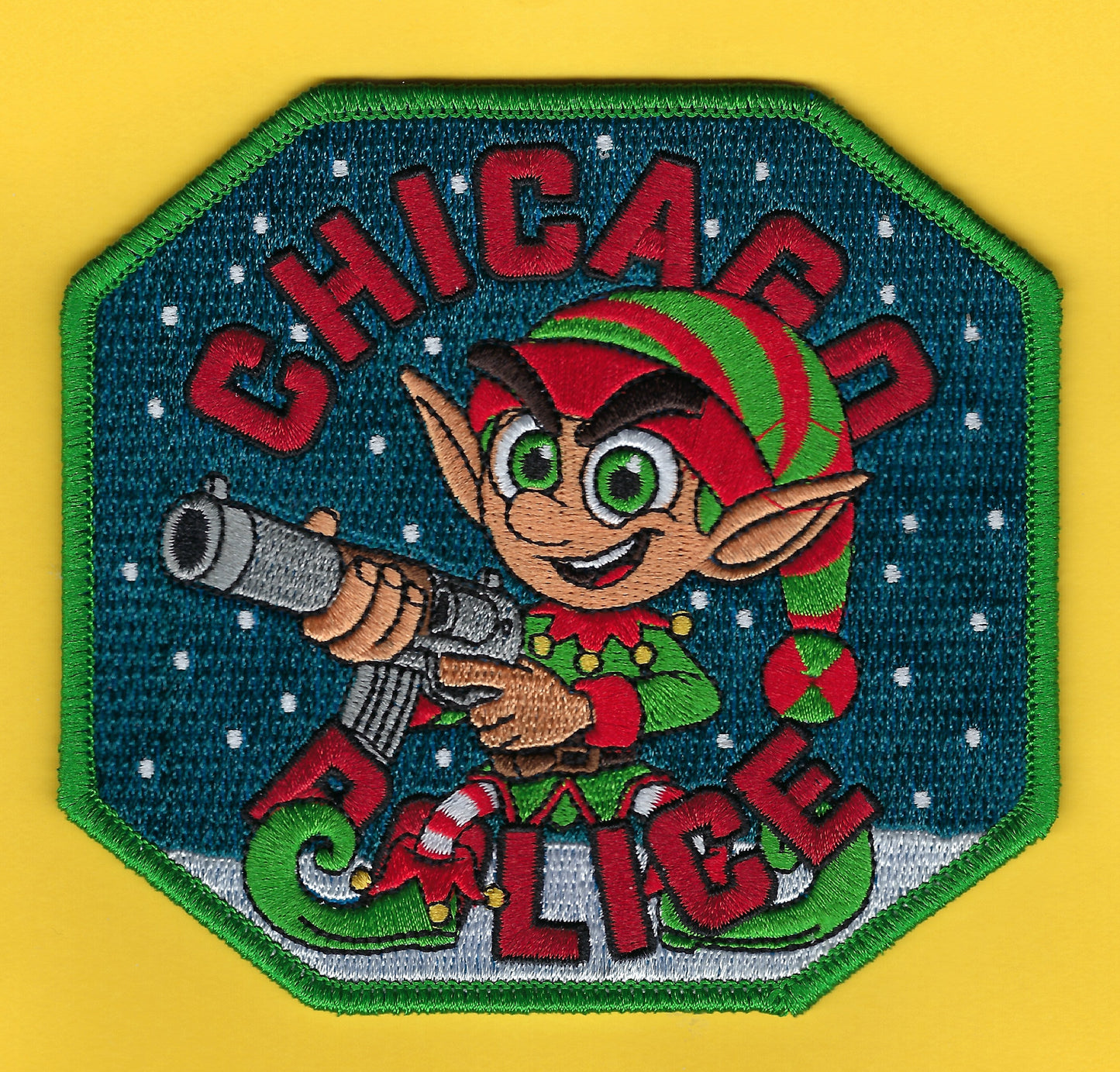 CHICAGO, ILLINOIS POLICE DEPARTMENT 'CHRISTMAS ELF' EMBROIDERED PATCH BY GHOST PATCH ENTERPRISES.