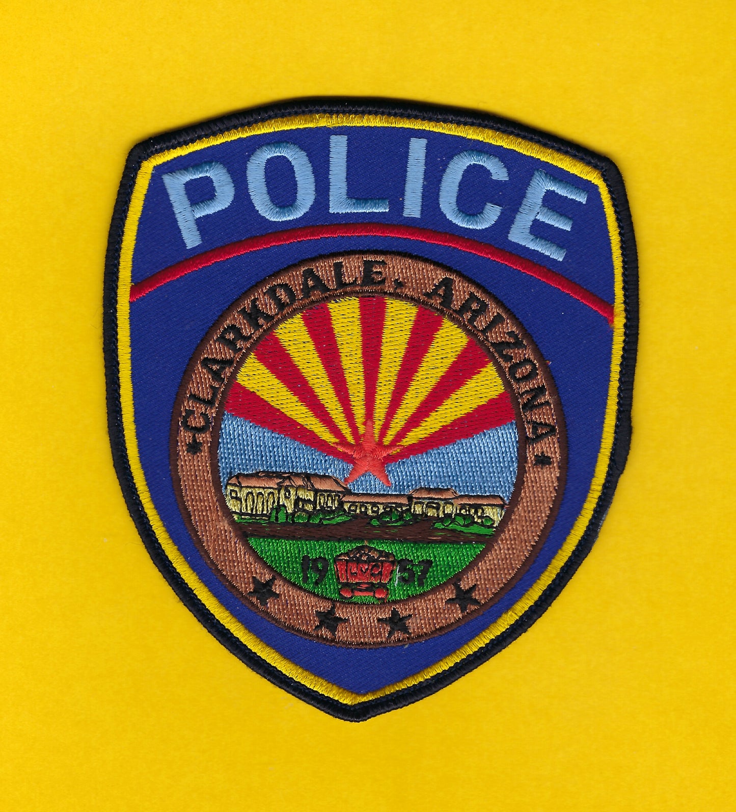 CLARKDALE, ARIZONA POLICE DEPARTMENT 5-INCH EMBROIDERED PATCH BY PUBLIC SAFETY COLLECTIBLES.