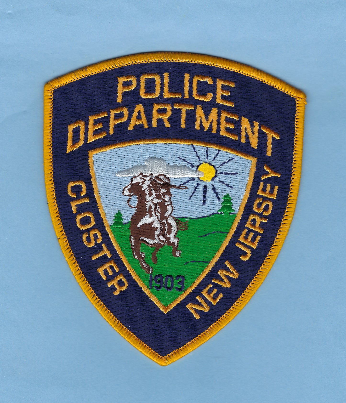 CLOSTER, NEW JERSEY POLICE DEPARTMENT 5-INCH EMBROIDERED PATCH BY PUBLIC SAFETY COLLECTIBLES.