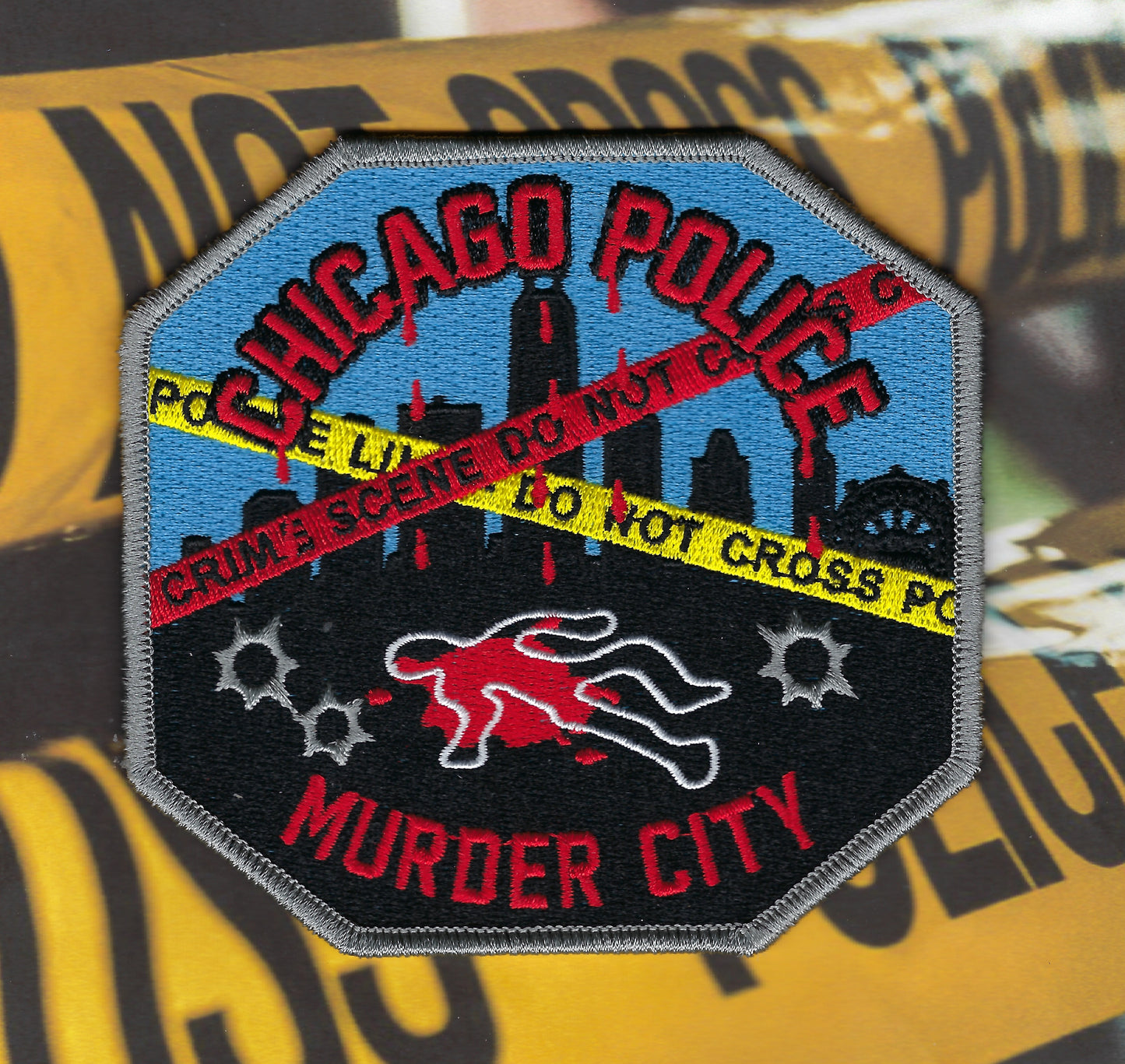 CHICAGO, ILLINOIS POLICE DEPARTMENT LIMITED EDITION 4-INCH 'MURDER CITY' EMBROIDERED PATCH BY GHOST PATCH ENTERPRISES.