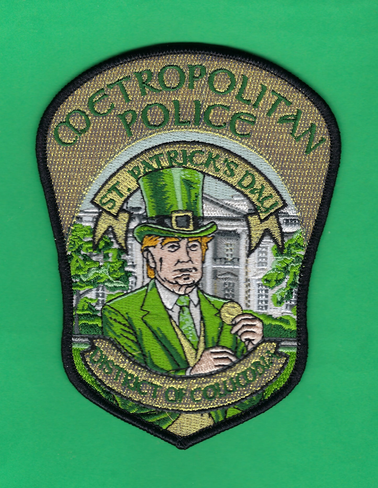METROPOLITAN POLICE DEPARTMENT (DCPD) LIMITED EDITION 5-INCH DONALD J. TRUMP EMBROIDERED PATCH BY GHOST PATCH ENTERPRISES.