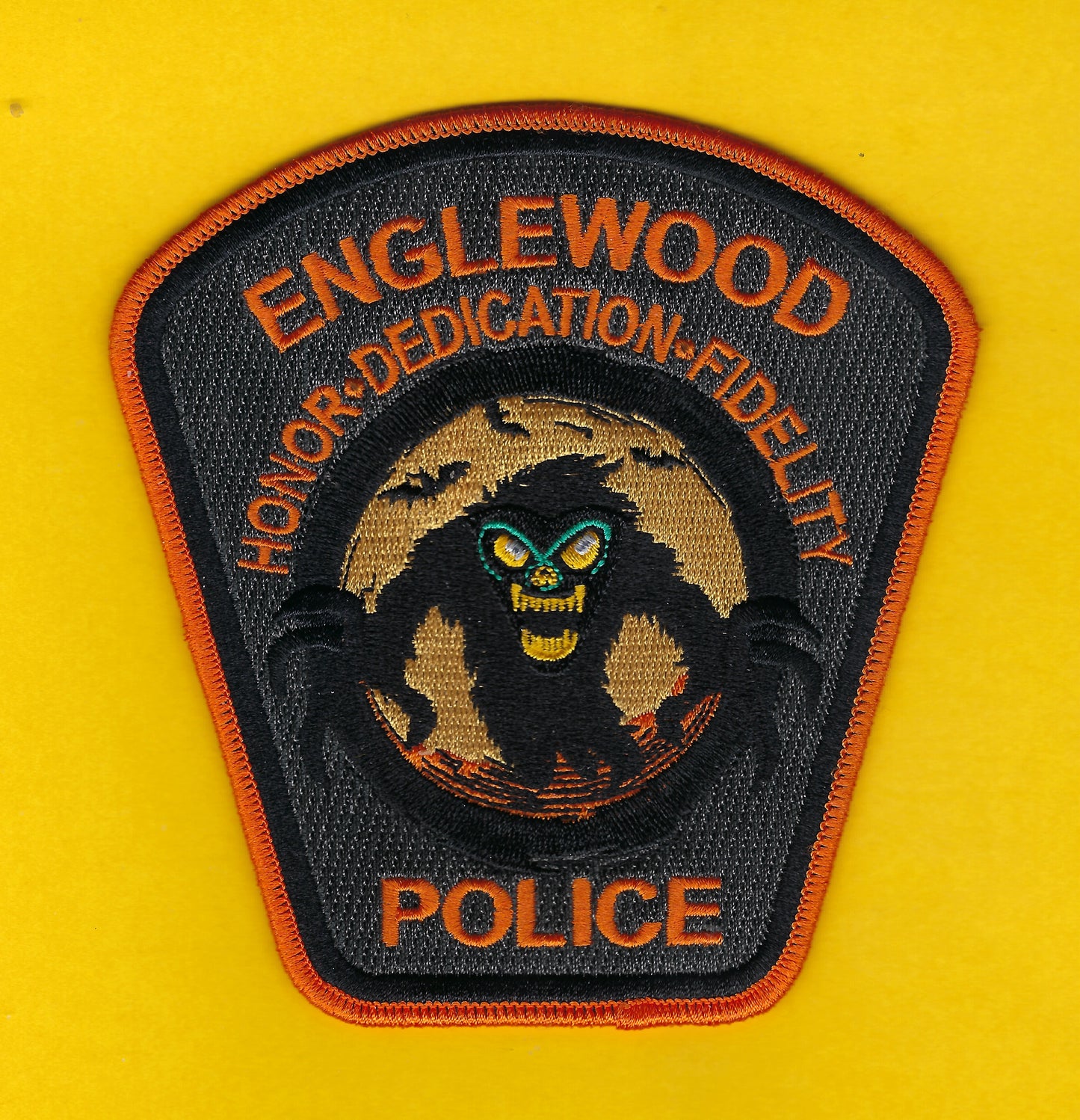 ENGLEWOOD, NEW JERSEY POLICE DEPARTMENT EMBROIDERED HALLOWEEN PATCH BY GHOST PATCH PRODUCTIONS.