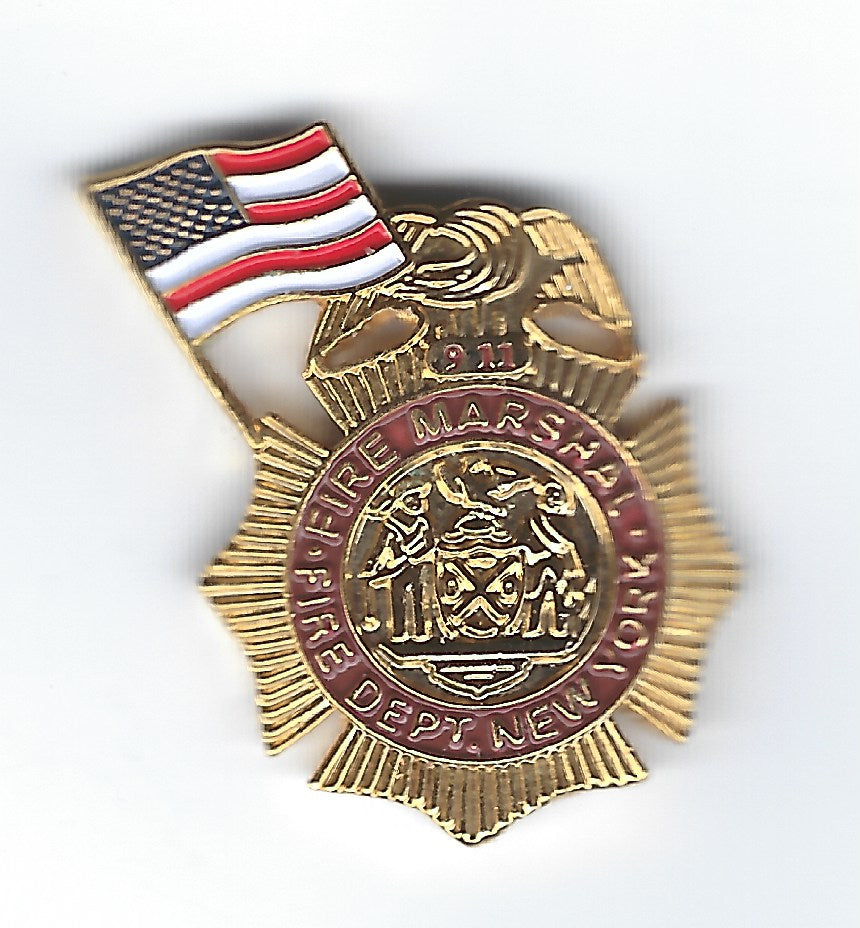 NEW YORK CITY FIRE DEPARTMENT (FDNY) 1.25 INCH 09-11-01 'FIRE MARSHAL' TRIBUTE PIN BY PUBLIC SAFETY COLLECTIBLES.