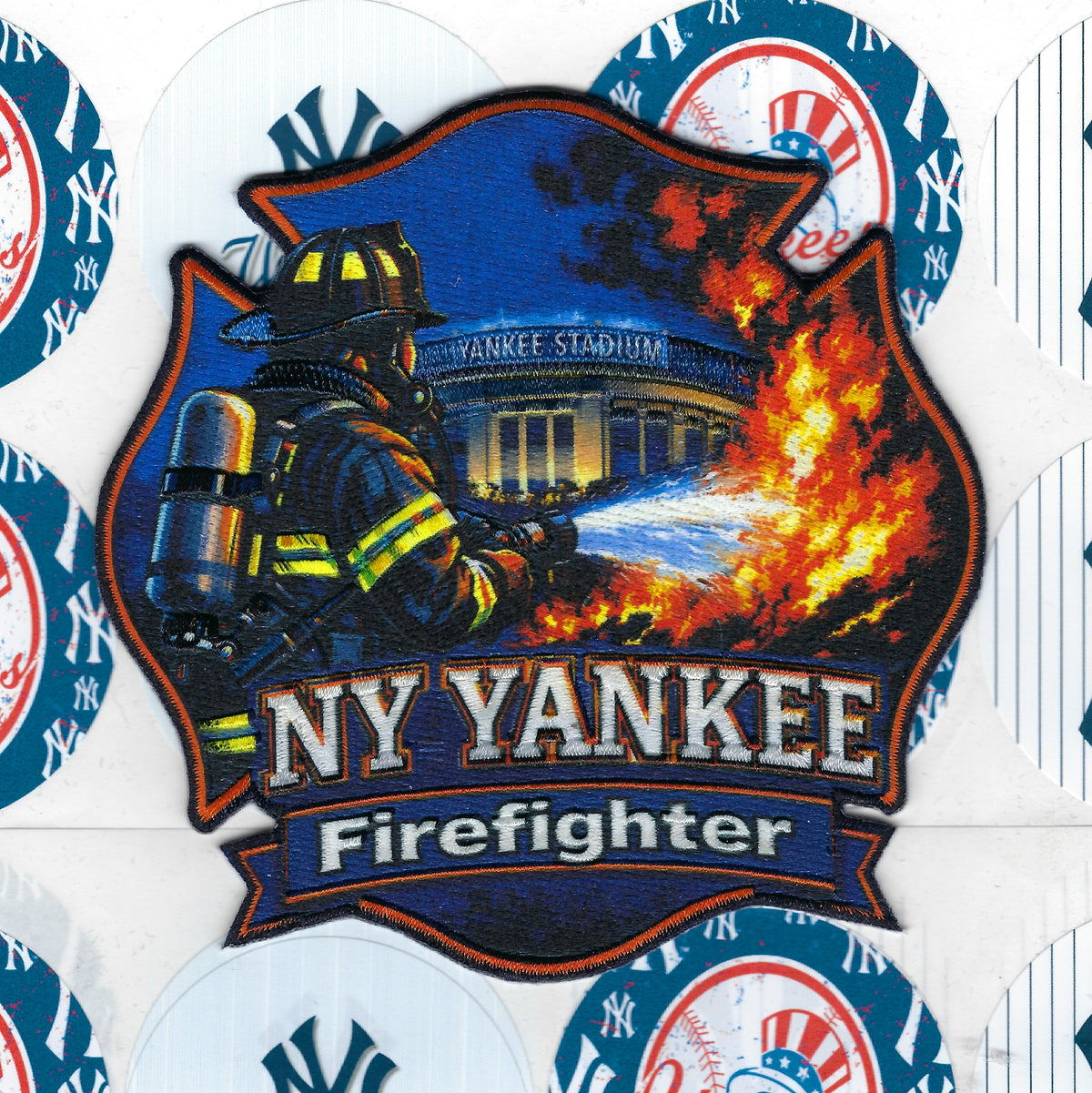 NEW YORK CITY FIRE DEPT (FDNY) 'NEW YORK YANKEE FIREFIGHTER' TRIBUTE PATCH.