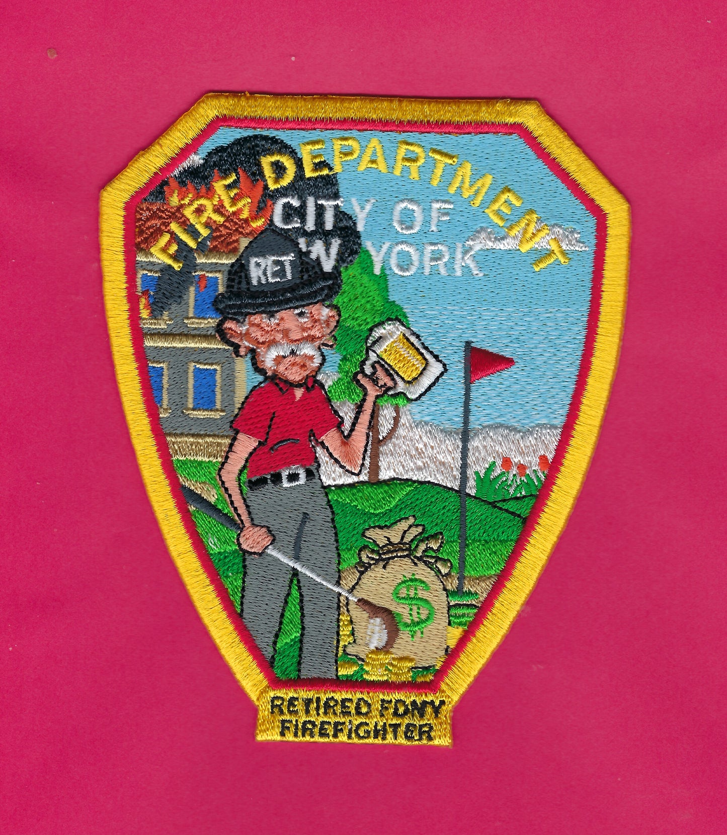 NEW YORK CITY FIRE DEPARTMENT (FDNY) 5.25 INCH RETIRED FIREFIGHTER EMBROIDERED PATCH B.