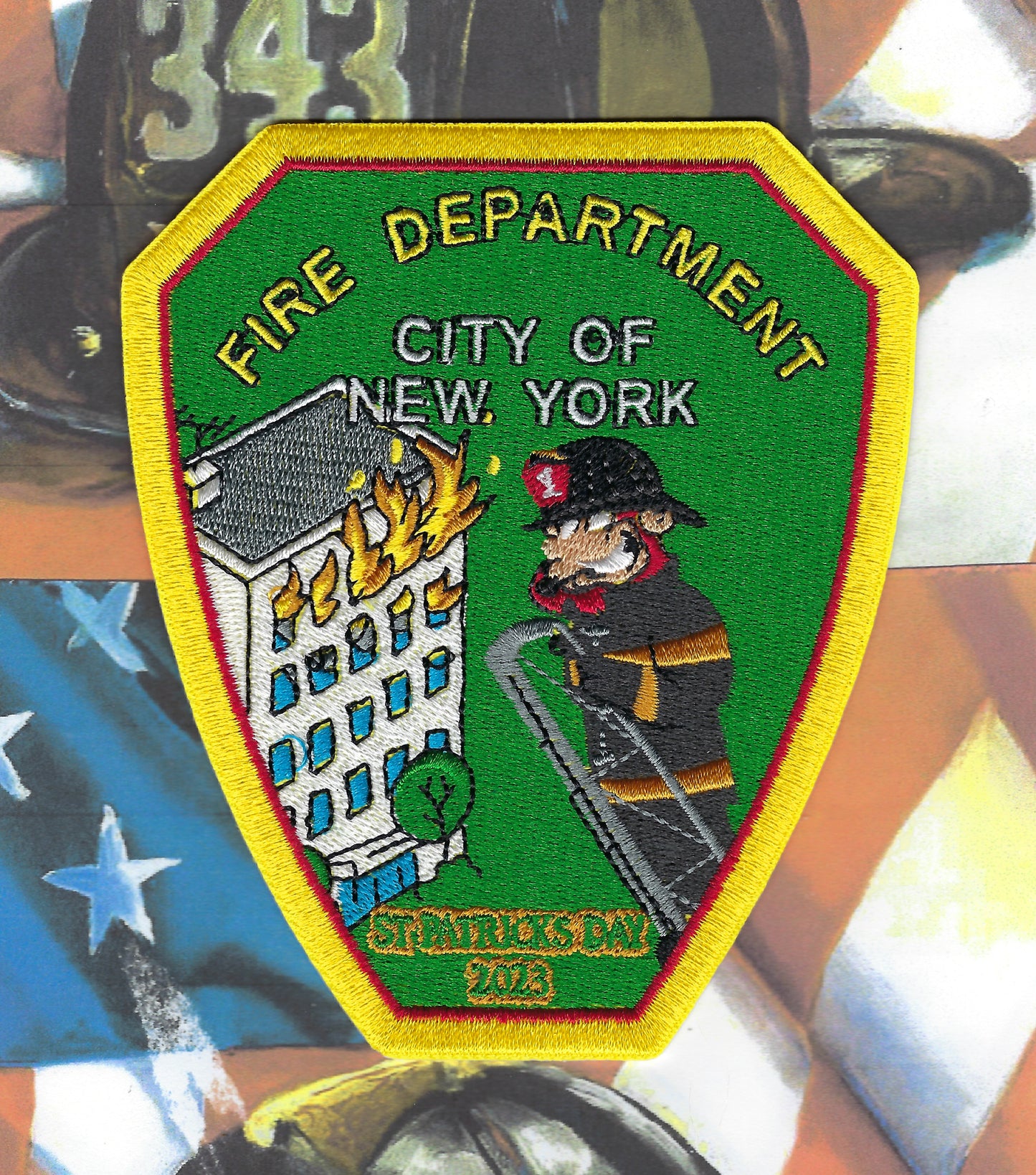 NEW YORK CITY FIRE DEPARTMENT (FDNY) SAINT PATRICK's DAY 2023 EMBROIDERED PATCH BY UNDERDOG PATCH PRODUCTIONS.