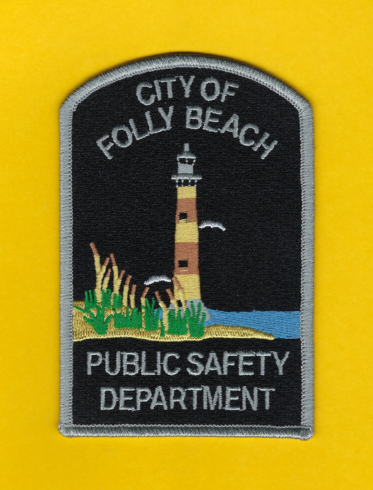 FOLLY BEACH, SOUTH CAROLINA POLICE DEPARTMENT 4.5 INCH EMBROIDERED PATCH BY PUBLIC SAFETY COLLECTIBLES.