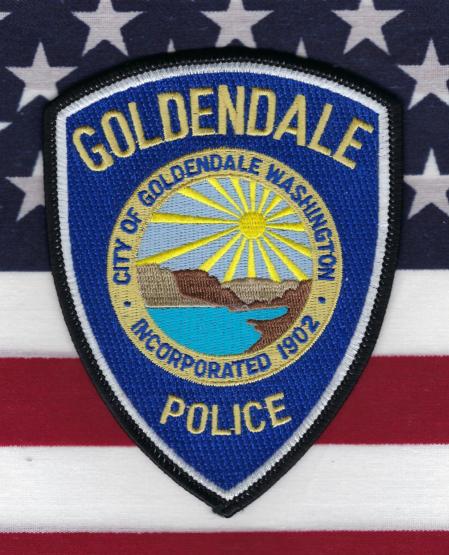 GOLDENDALE, WASHINGTON POLICE DEPARTMENT EMBROIDERED PATCH BY PUBLIC SAFETY COLLECTIBLES.
