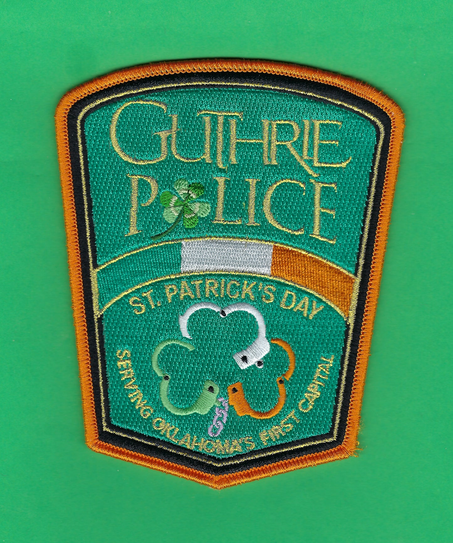 GUTHRIE, OKLAHOMA POLICE DEPARTMENT SAINT PATRICK'S DAY EMBROIDERED HOLIDAY PATCH