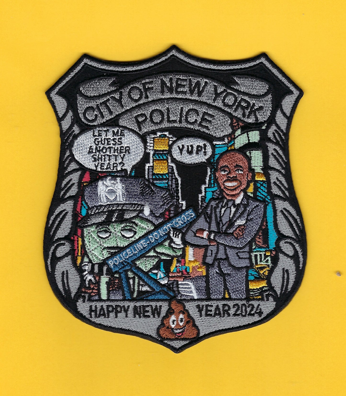 NEW YORK CITY POLICE DEPARTMENT (NYPD) HAPPY NEW YEAR 2024 EMBROIDERED HOLIDAY PATCH