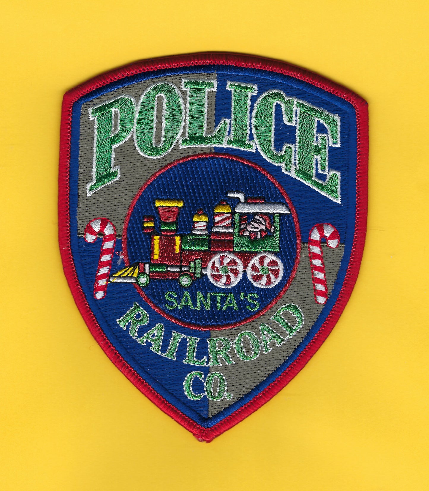 NORTH POLE RAILROAD COMPANY POLICE DEPARTMENT EMBROIDERED CHRISTMAS PATCH.