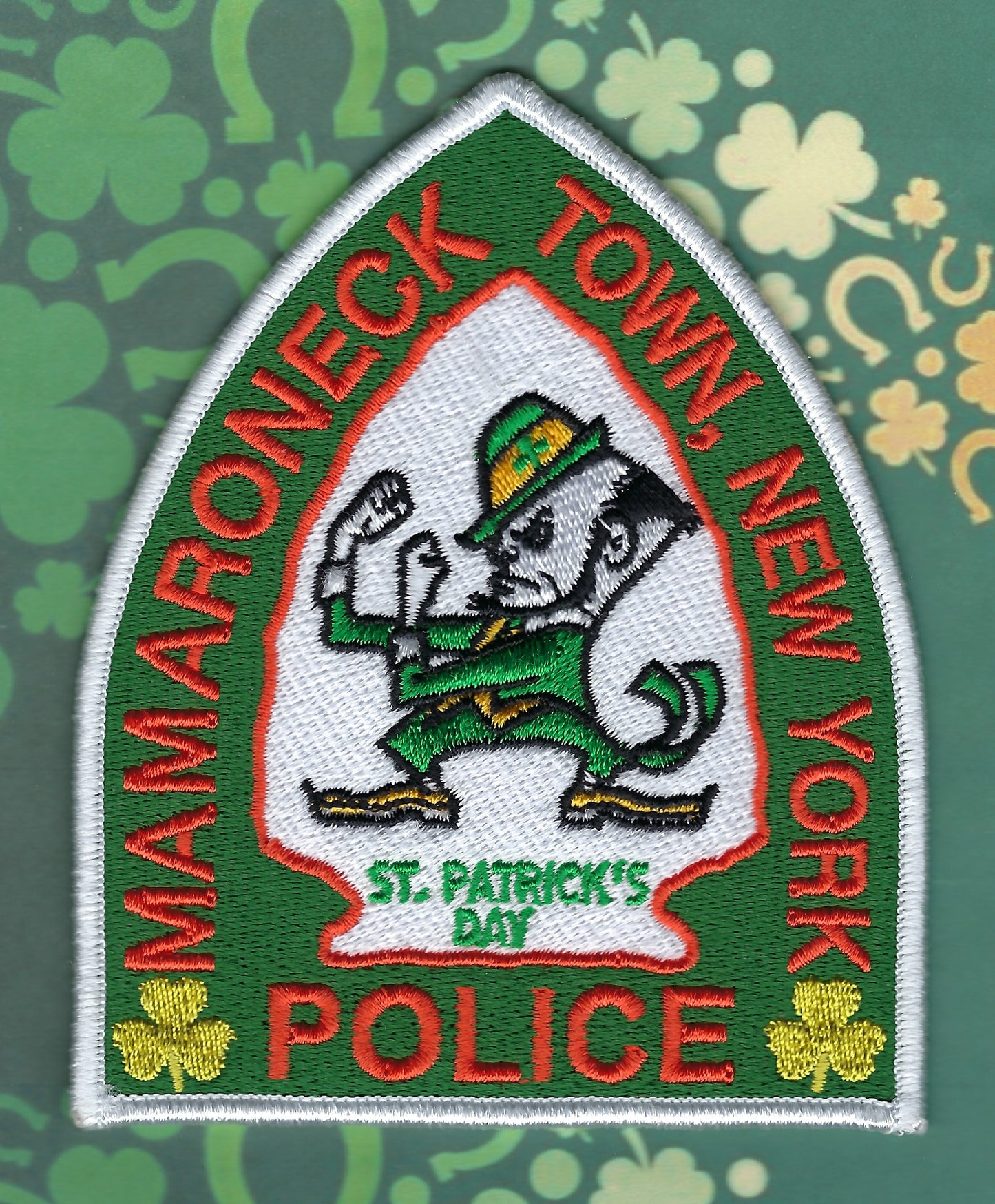 TOWN OF MAMARONECK, NEW YORK ( WESTCHESTER COUNTY ) POLICE DEPARTMENT SAINT PATRICK'S DAY EMBROIDERED PATCH BY PUBLIC SAFETY COLLECTIBLES
