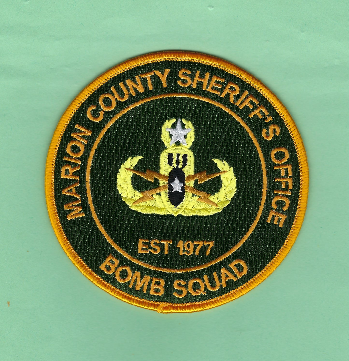 MARION COUNTY, FLORIDA SHERIFF'S OFFICE BOMB SQUAD 4-INCH EMBROIDERED PATCH BY PUBLIC SAFETY COLLECTIBLES.