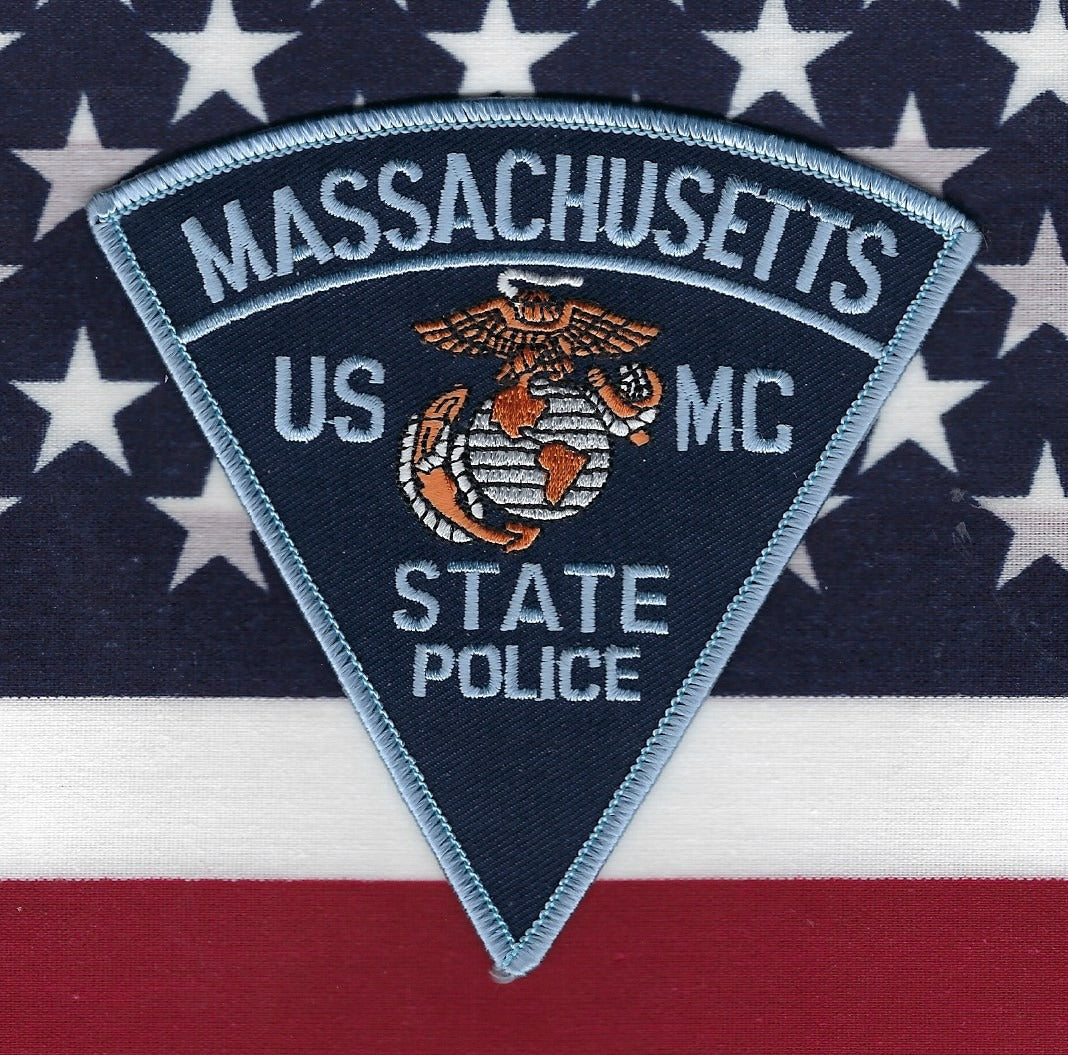 MASSACHUSETTS STATE POLICE TROOPER 'UNITED STATES MARINE CORPS' EMBROIDERED PATCH BY PUBLIC SAFETY COLLECTIBLES.