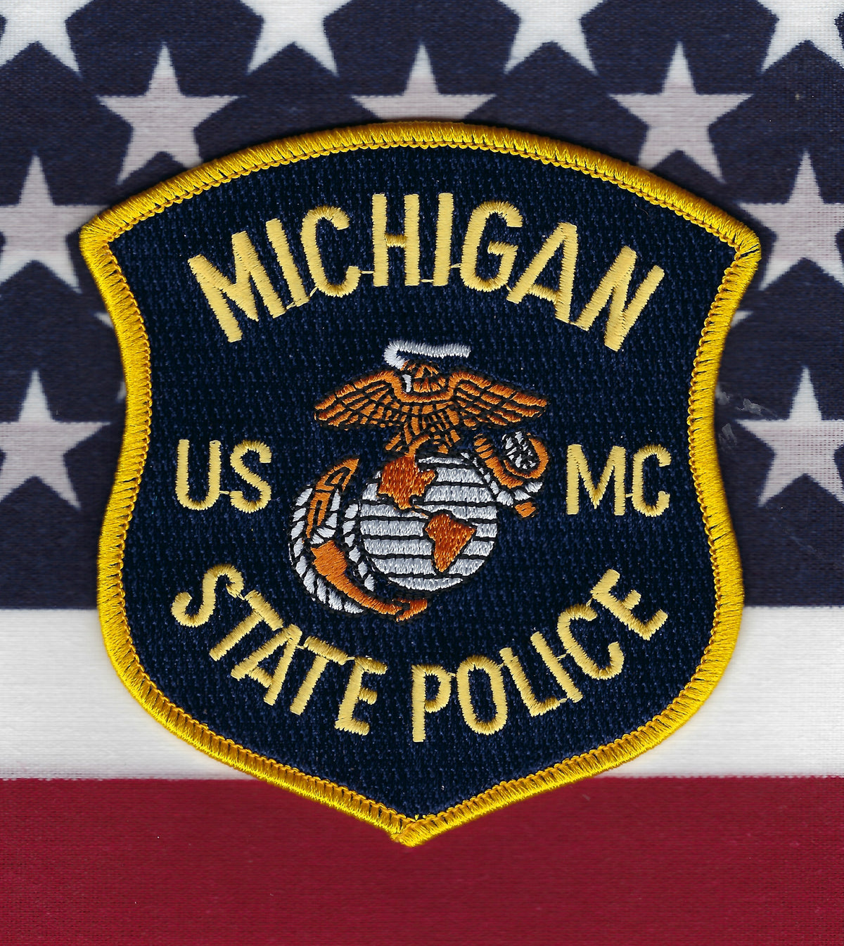 MICHIGAN STATE POLICE 'UNITED STATES MARINE CORPS' EMBROIDERED PATCH.