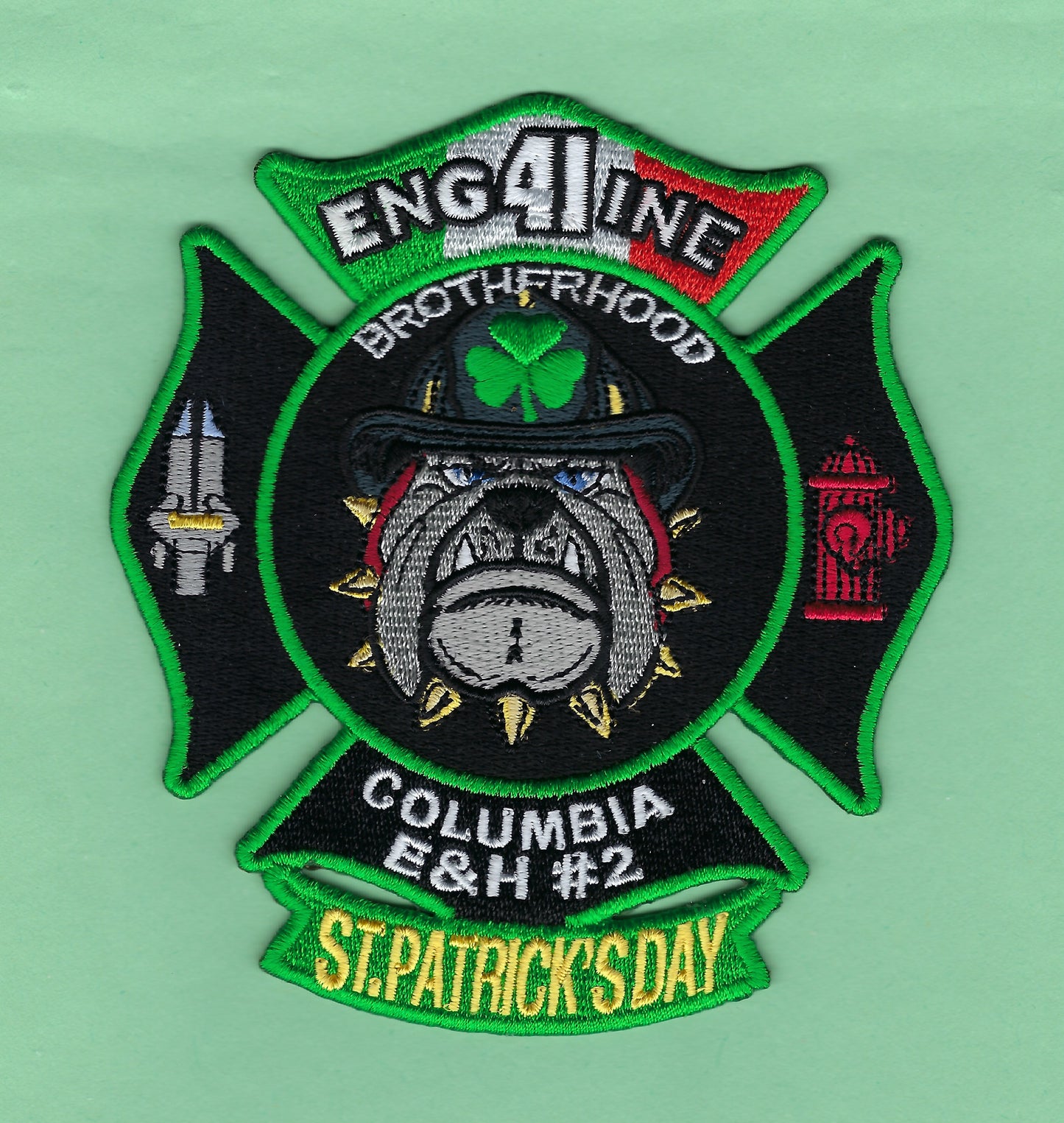 MAMARONECK VILLAGE NEW YORK (WESTCHESTER COUNTY) FIRE DEPARTMENT ENGINE 41 SAINT PATRICK's DAY EMBROIDERED PATCH
