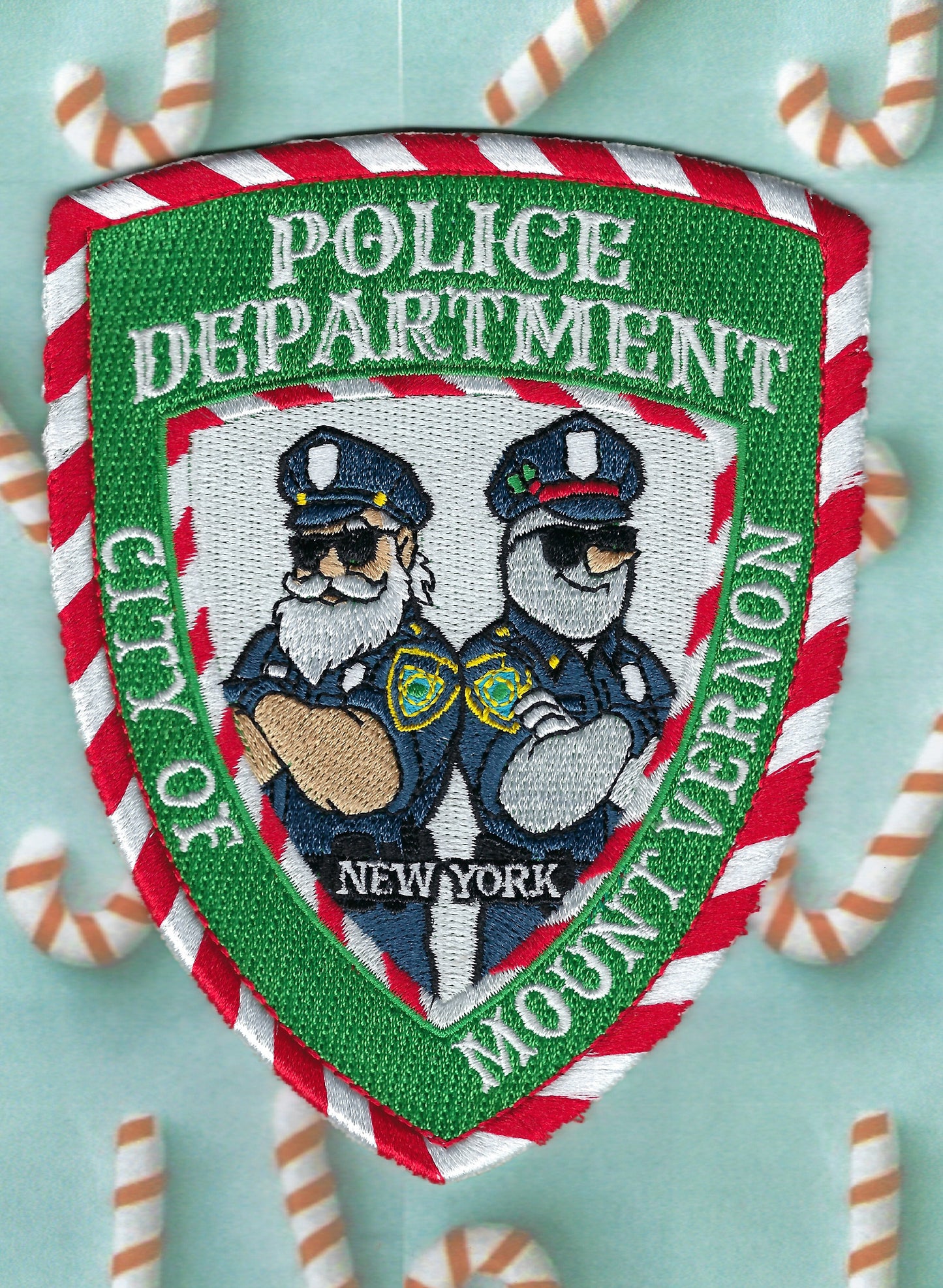 MOUNT VERNON (WESTCHESTER COUNTY) NEW YORK POLICE DEPARTMENT CHRISTMAS PATCH BY UNDERDOG PATCH DESIGNS.