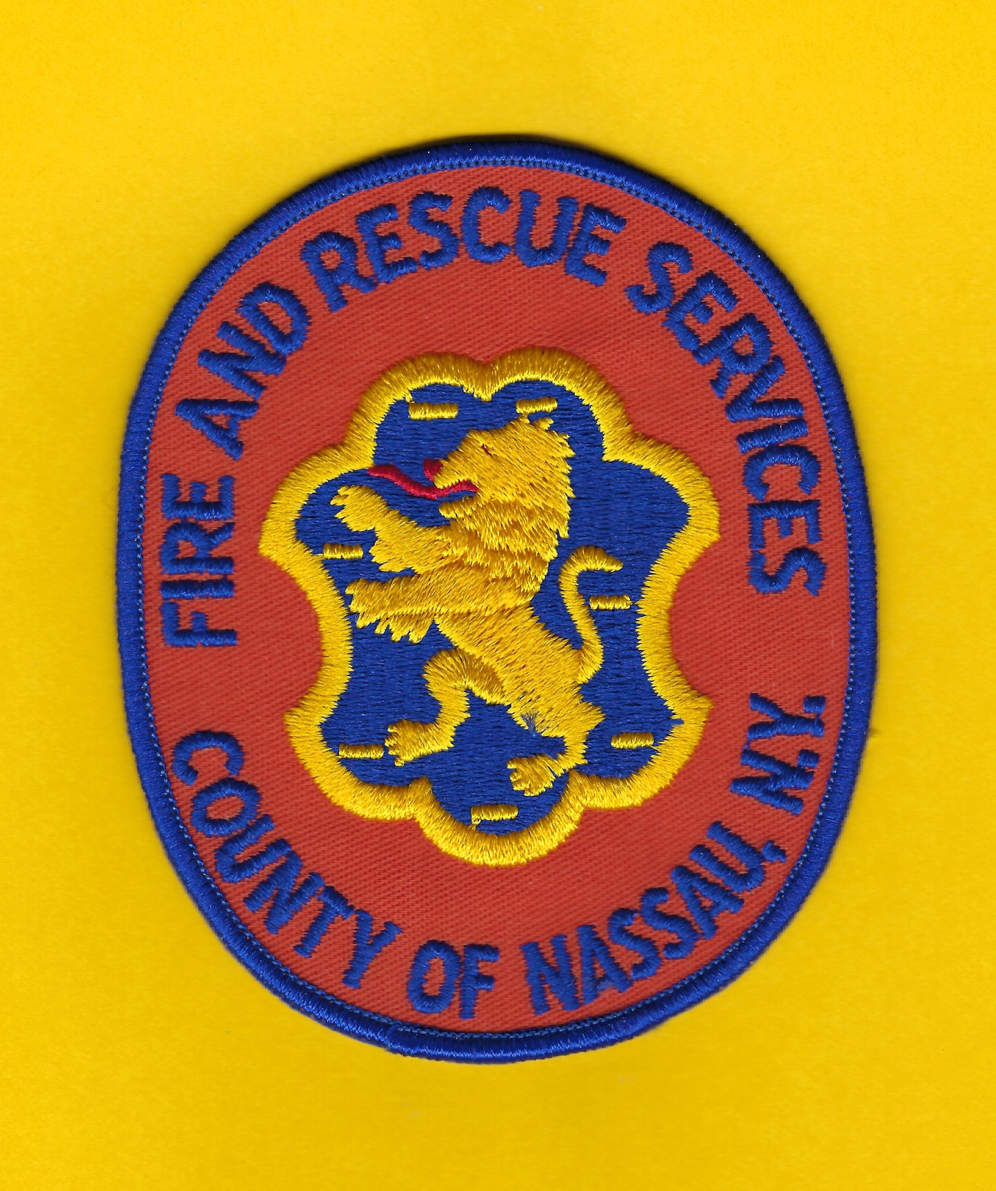 NASSAU COUNTY, NEW YORK FIRE AND RESCUE SERVICES 4.5 INCH EMBROIDERED PATCH BY PUBLIC SAFETY COLLECTIBLES.