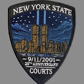 NEW YORK STATE COURTS '09-11-01 25TH ANNIVERSARY' EMBROIDERED PATCH.