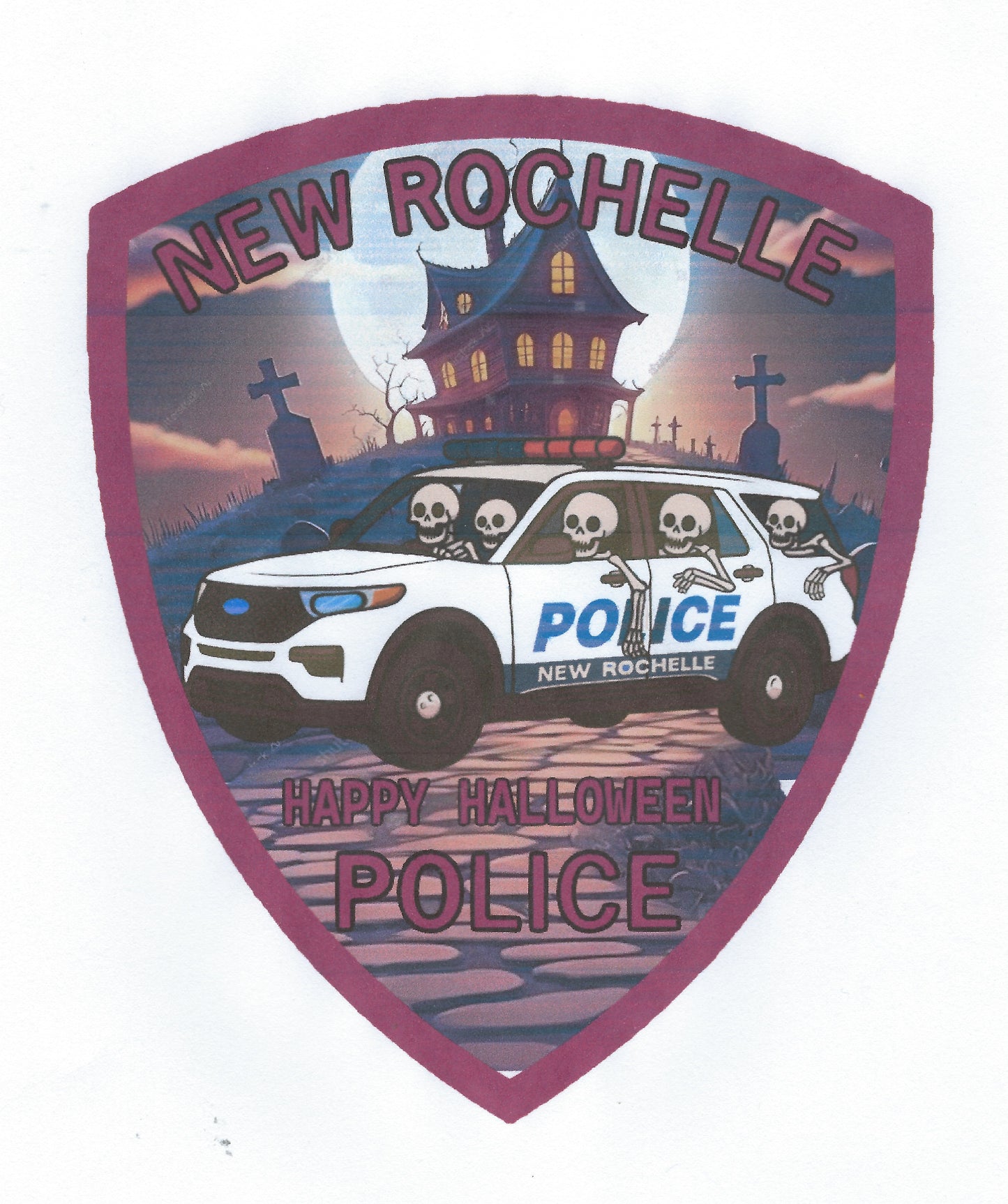 NEW ROCHELLE, NEW YORK ( WESTCHESTER COUNTY ) POLICE DEPARTMENT 'HAPPY HALLOWEEN' EMBROIDERED HOLIDAY PATCH