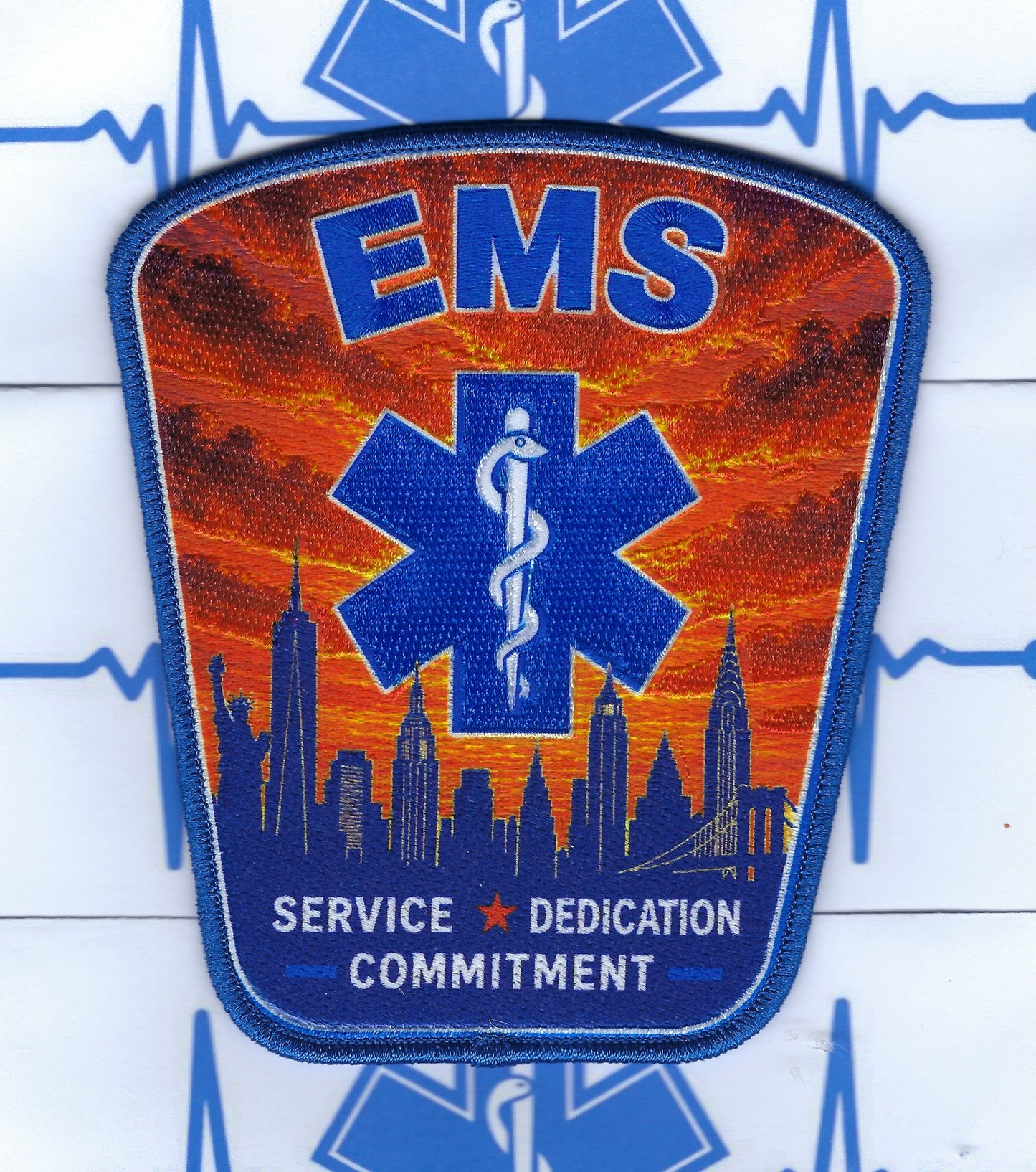 NEW YORK CITY EMERGENCY MEDICAL SERVICES (EMS) SKYLINE PATCH BY EAGLE EMBLEMS.