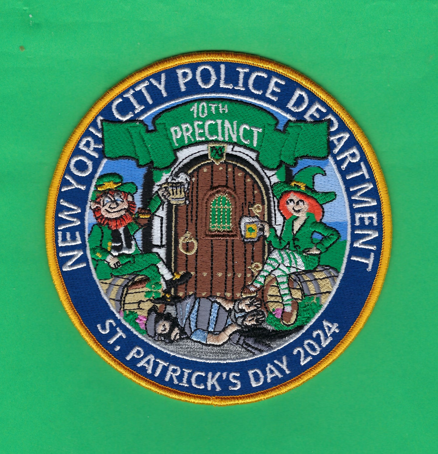 NEW YORK CITY POLICE DEPARTMENT (NYPD) 10TH PRECINCT SAINT PATRICK'S DAY 2024 EMBROIDERED HOLIDAY PATCH