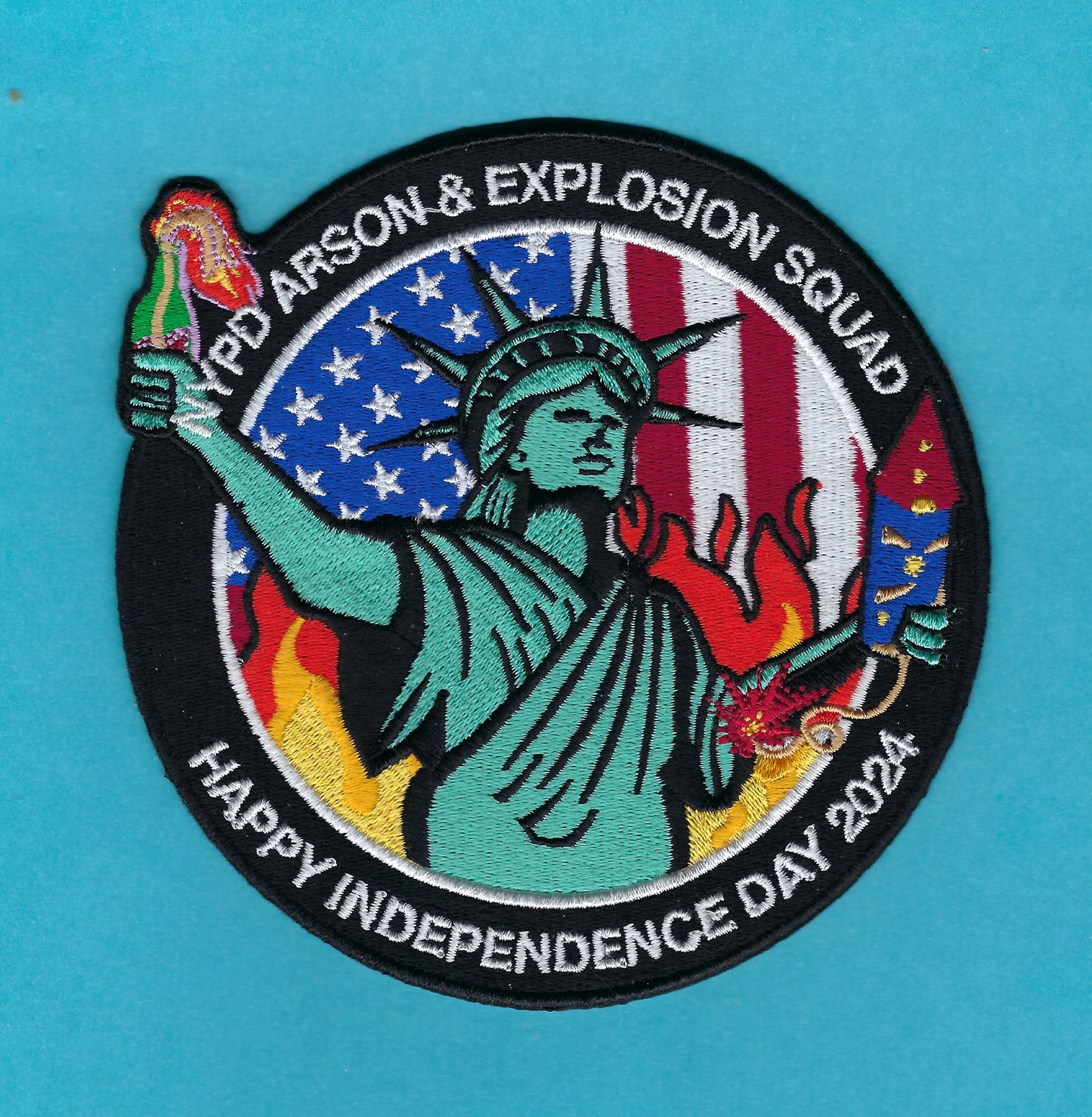 NEW YORK CITY POLICE DEPARTMENT (NYPD) ARSON AND EXPLOSION SQUAD 2024 FOURTH OF JULY EMBROIDERED HOLIDAY PATCH