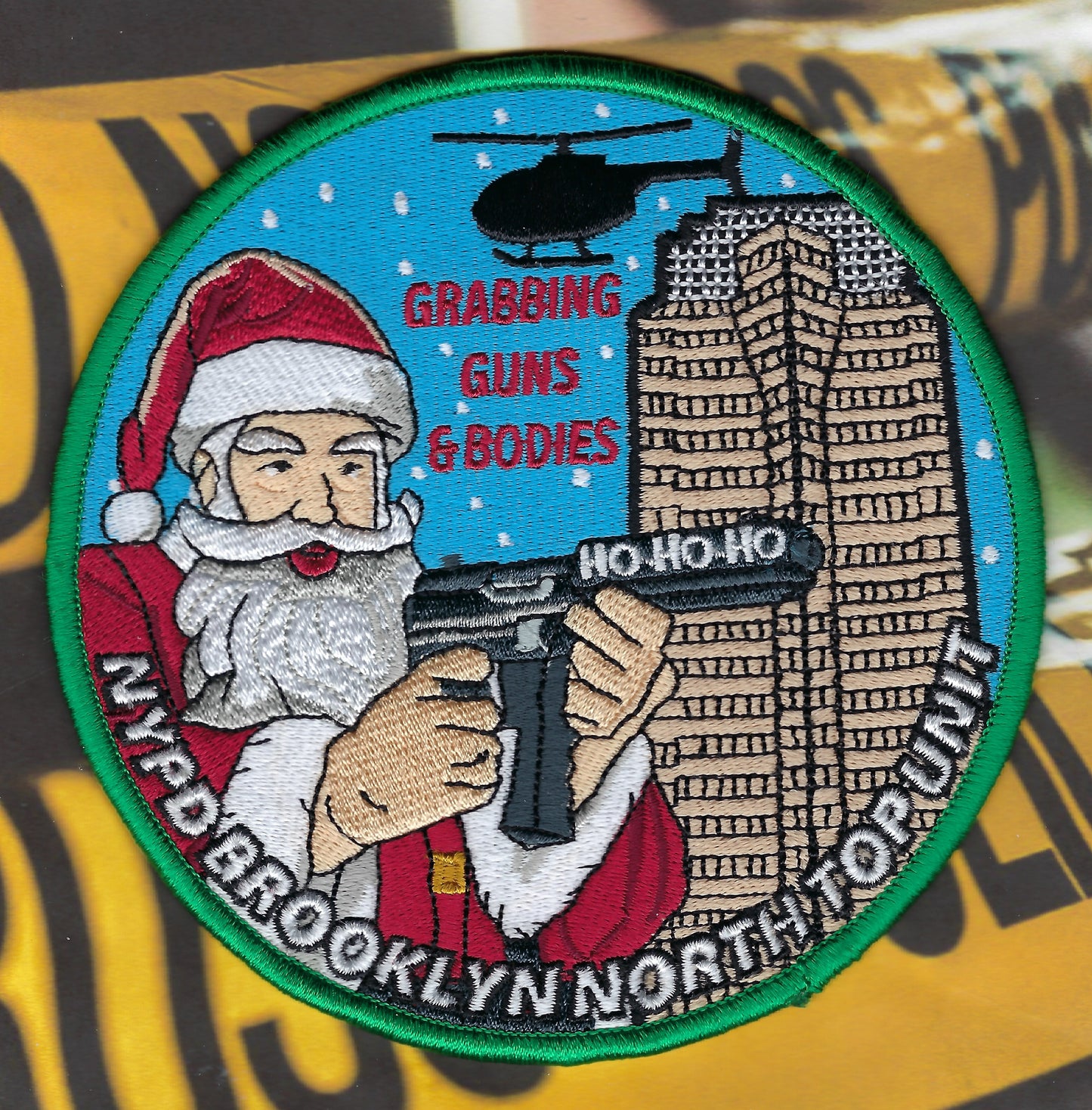 NEW YORK CITY POLICE DEPARTMENT (NYPD) BROOKLYN NORTH 'TOP' UNIT EMBROIDERED CHRISTMAS PATCH.