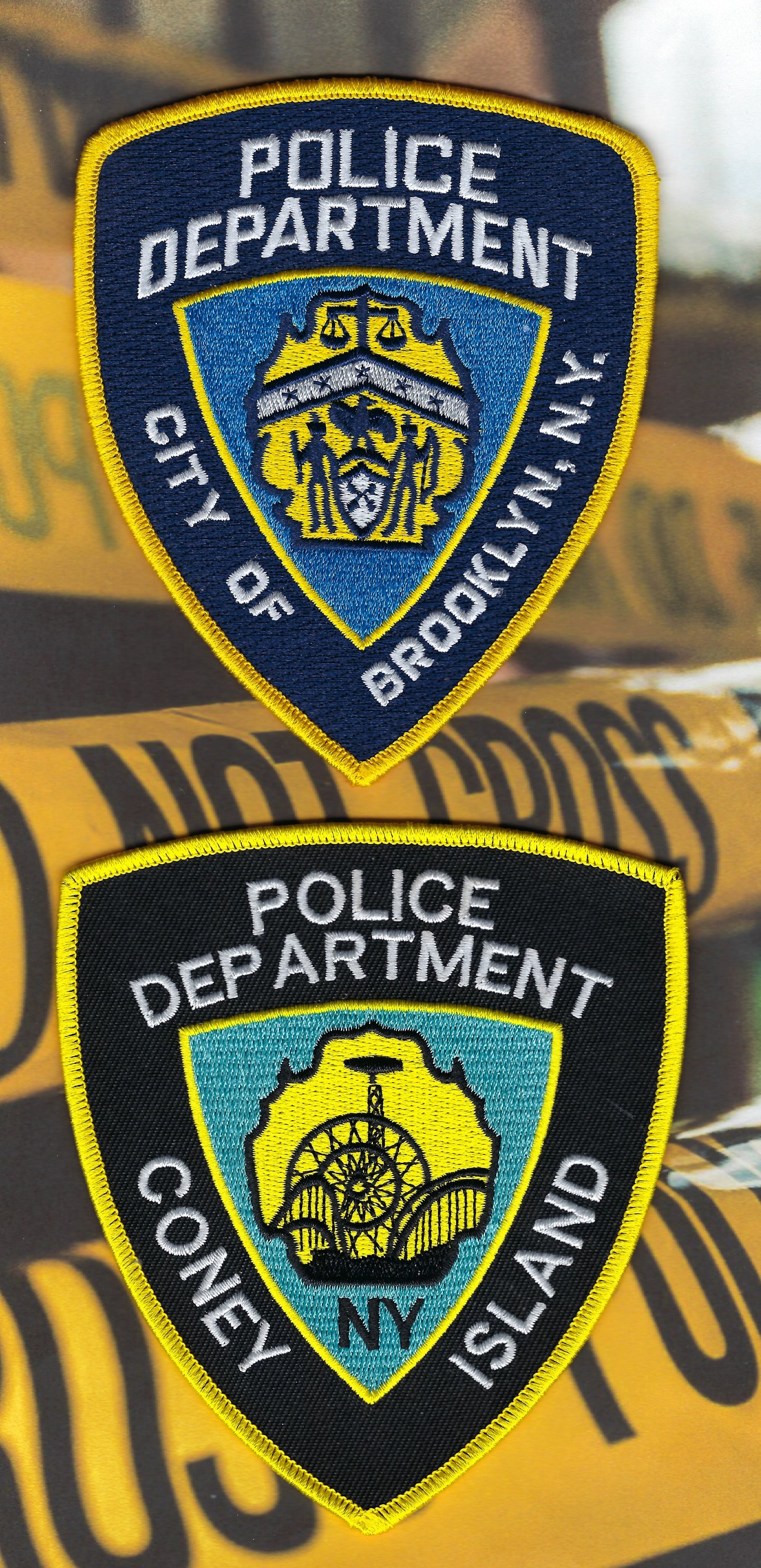NEW YORK CITY POLICE DEPARTMENT (NYPD) 'BROOKLYN BOROUGH' EMBROIDERED PATCHES DESIGNED AND PRODUCED BY PUBLIC SAFETY COLLECTIBLES.