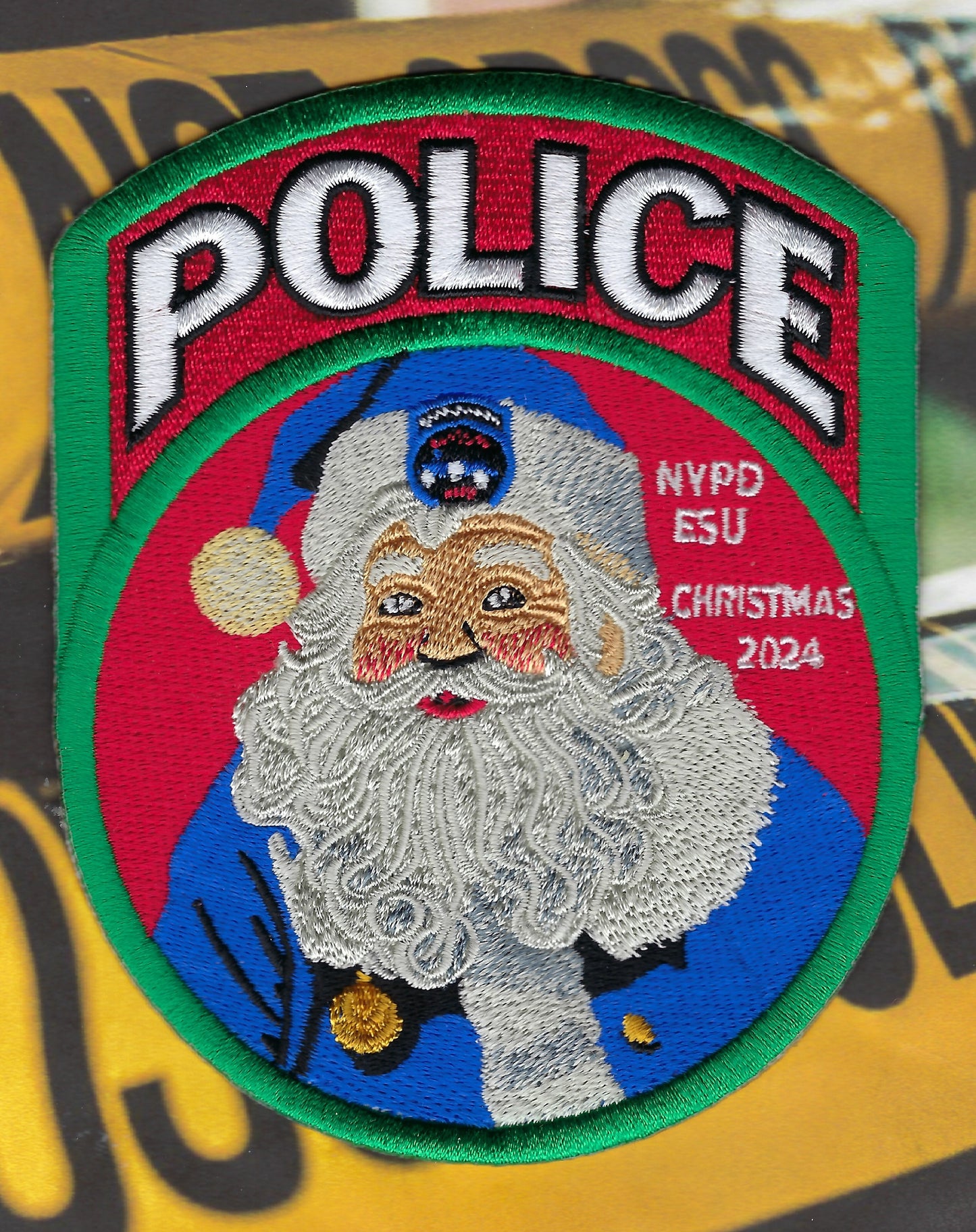 NEW YORK CITY POLICE DEPARTMENT (NYPD) EMERGENCY SERVICE UNIT (ESU) CHRISTMAS 2024 EMBROIDERED PATCH.