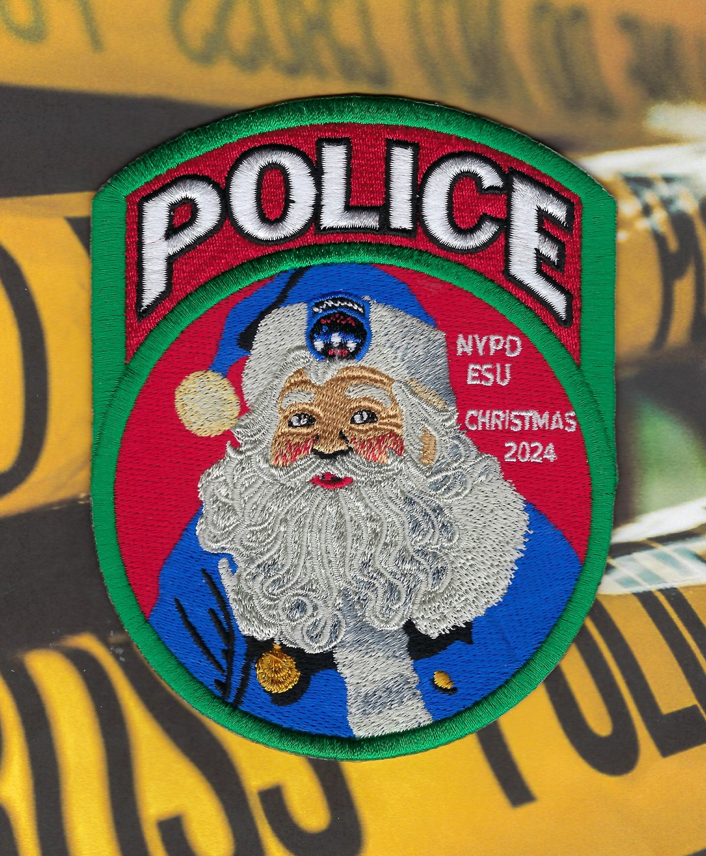 NEW YORK CITY POLICE DEPARTMENT (NYPD) EMERGENCY SERVICE UNIT CHRISTMAS 2024 EMBROIDERED PATCH DESIGNED AND PRODUCED BY UNDERDOG PATCH DESIGNS.