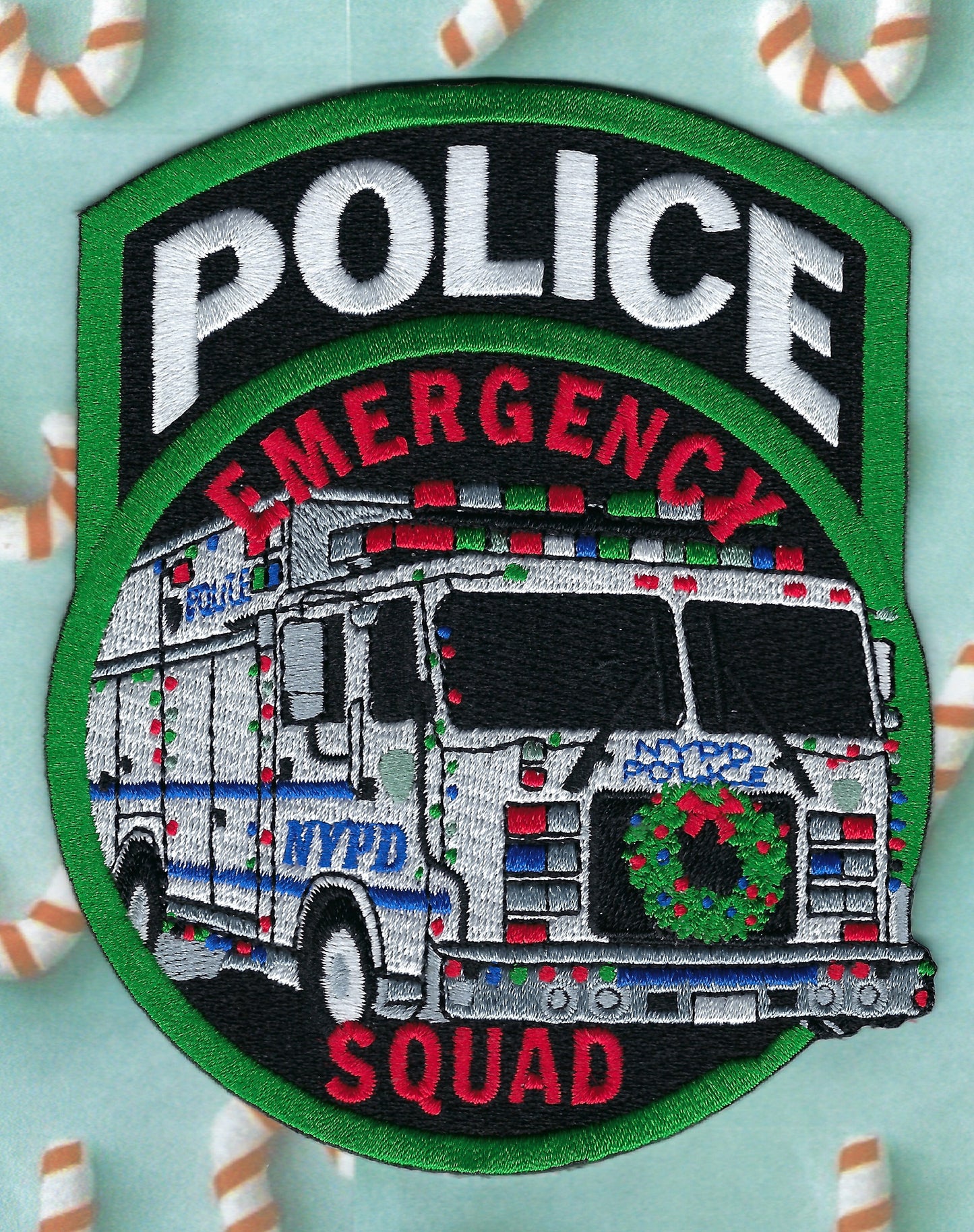 NEW YORK CITY POLICE DEPARTMENT (NYPD) EMERGENCY SERVICE UNIT (ESU) EMBROIDERED CHRISTMAS PATCH.