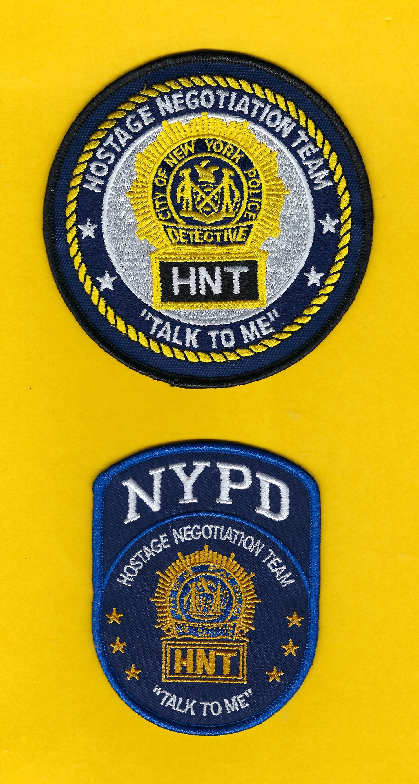 NEW YORK CITY POLICE DEPARTMENT (NYPD) HOSTAGE NEGOTIATION TEAM (HNT) EMBROIDERED PATCH SET.