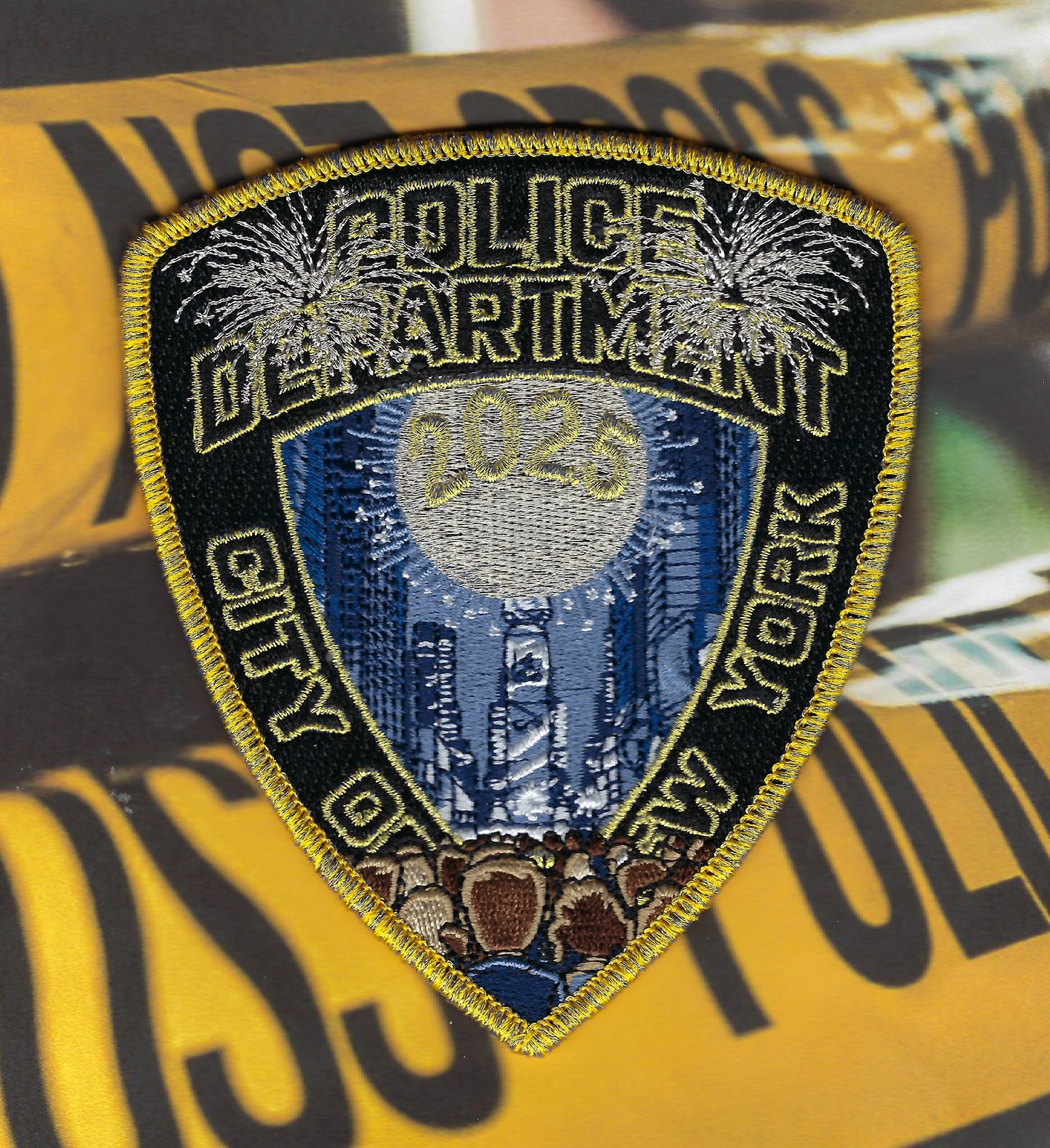 NEW YORK CITY POLICE DEPARTMENT (NYPD) HAPPY NEW YEAR 2025 EMBROIDERED HOLIDAY PATCH.
