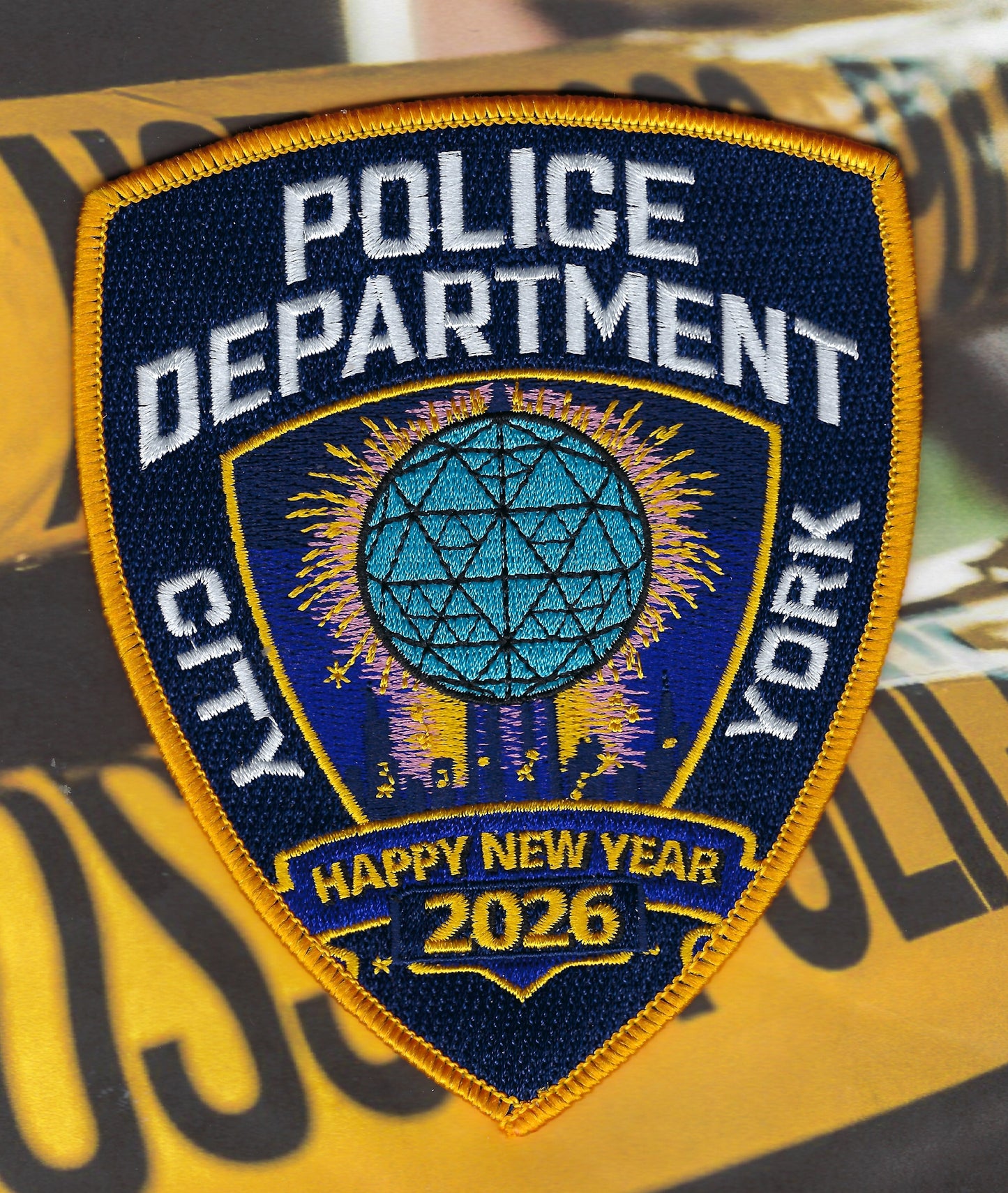 NEW YORK CITY POLICE DEPARTMENT (NYPD) HAPPY NEW YEAR 2026 EMBROIDERED PATCH BY UNDERDOG PATCH DESIGNS.