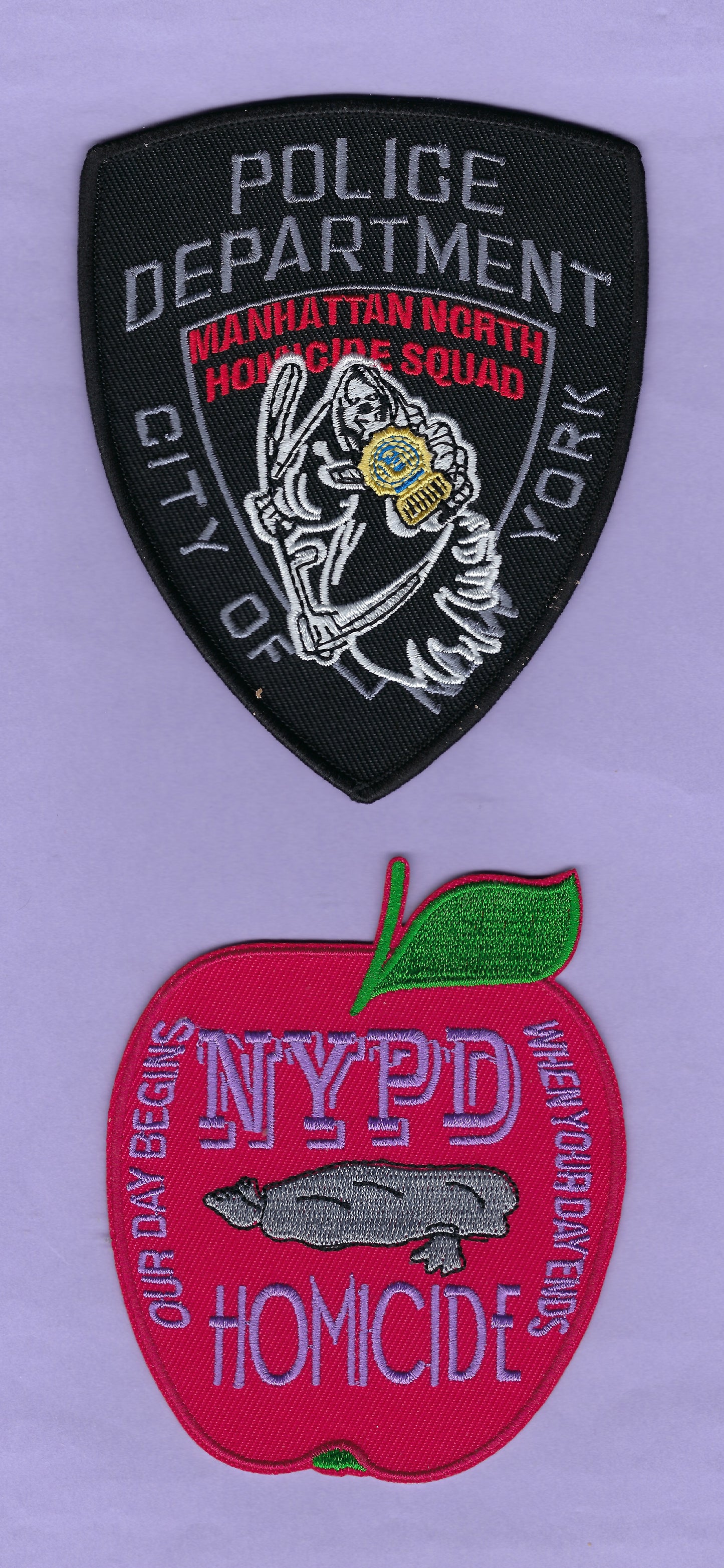 NEW YORK CITY POLICE DEPARTMENT (NYPD) MANHATTAN NORTH HOMICIDE SQUAD EMBROIDERED PATCHES.