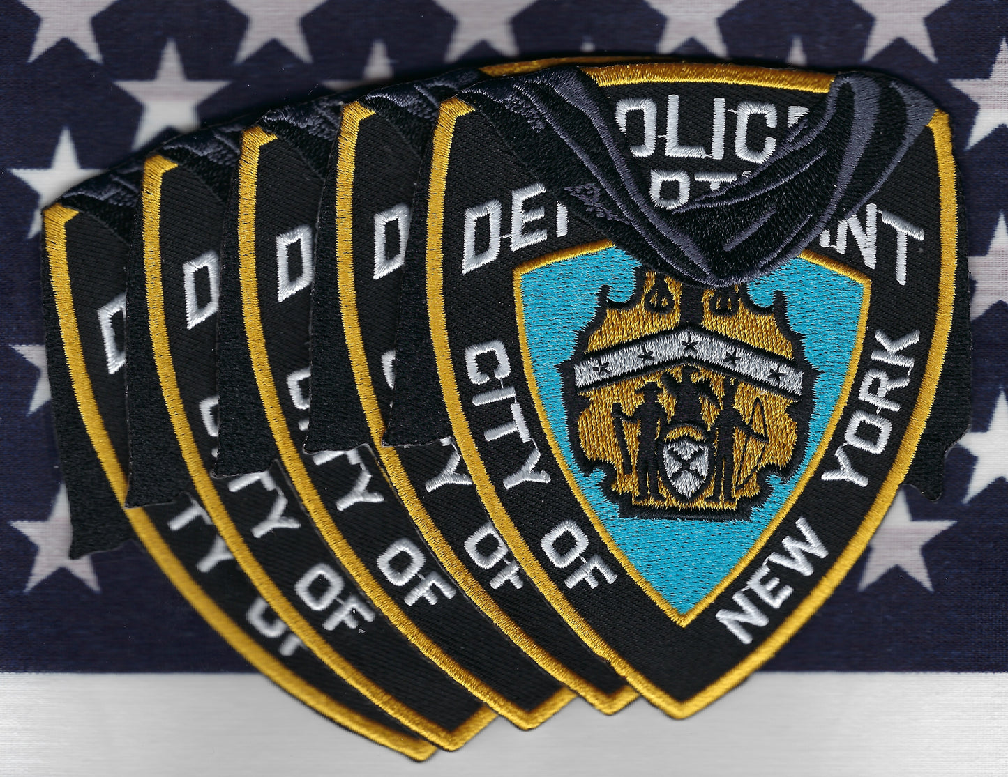 NEW YORK CITY POLICE DEPARTMENT (NYPD) '9-11-01 EMBROIDERED MOURNING BAND PATCHES' DESIGNED AND PRODUCED BY PUBLIC SAFETY COLLECTIBLES
