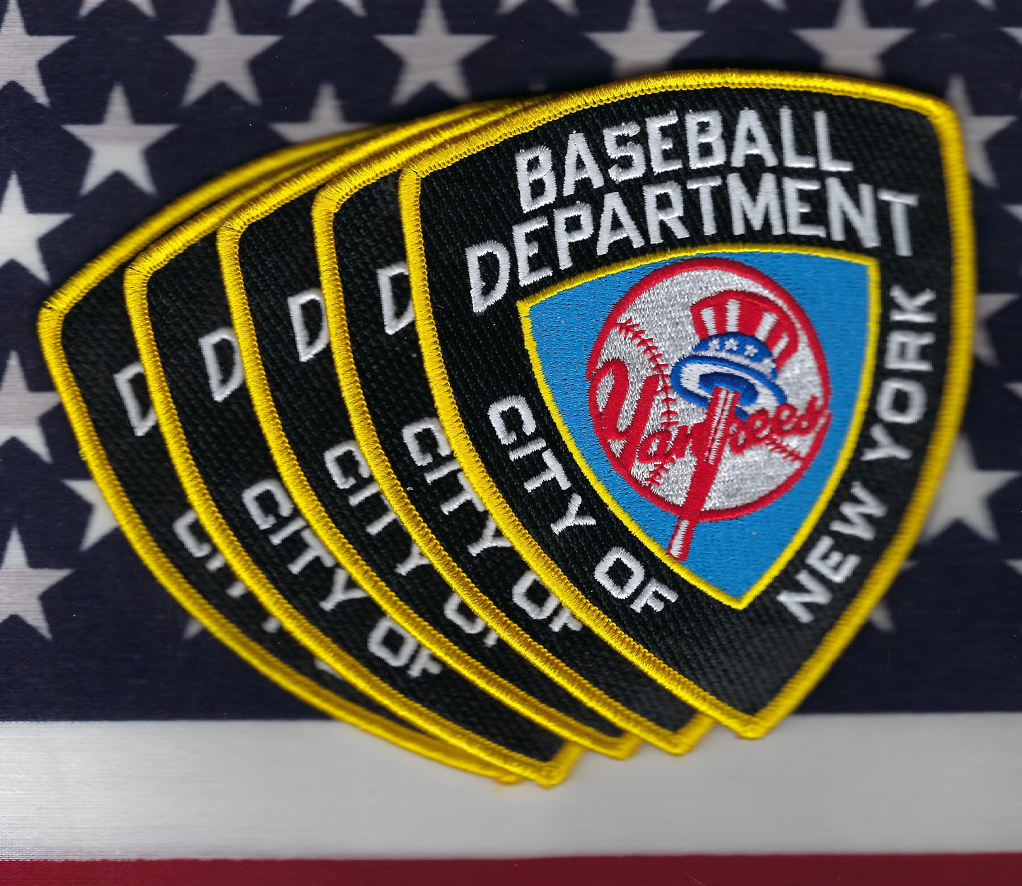 NEW YORK CITY POLICE DEPARTMENT (NYPD) 'NEW YORK YANKEES' EMBROIDERED TRIBUTE PATCHES' DESIGNED AND PRODUCED BY PUBLIC SAFETY COLLECTIBLES.