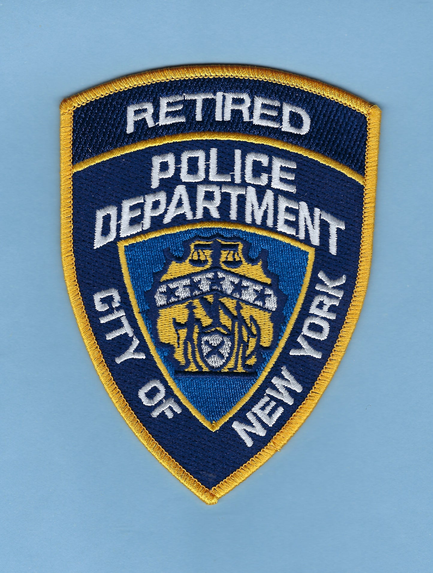 NEW YORK CITY POLICE DEPARTMENT (NYPD) 4.75 INCH 'RETIRED' EMBROIDERED PATCH BY PUBLIC SAFETY COLLECTIBLES.
