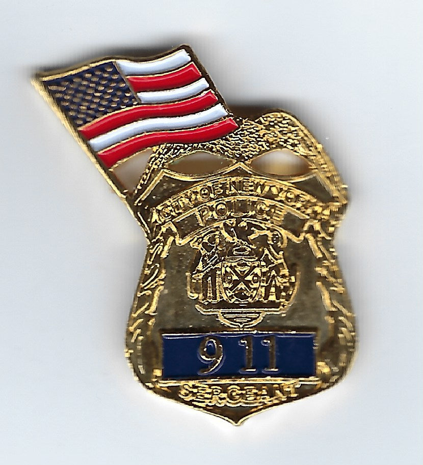 NEW YORK CITY POLICE DEPARTMENT (NYPD) 1.25 INCH 09-11-01 'SERGEANT' TRIBUTE PIN BY PUBLIC SAFETY COLLECTIBLES.