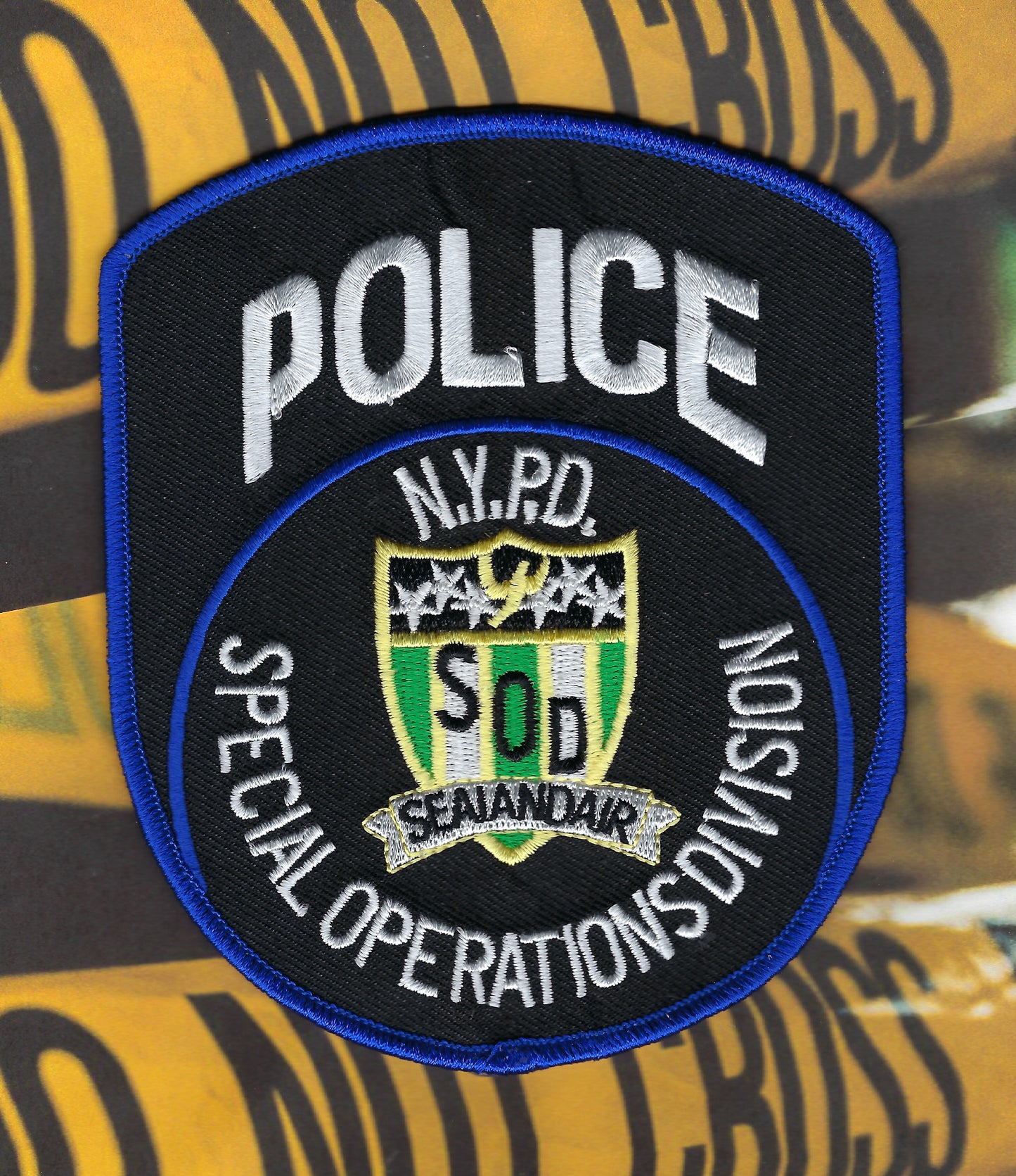 NEW YORK CITY POLICE DEPARTMENT (NYPD) SPECIAL OPERATIONS DIVISION ( SOD ) 'SEA-LAND-AIR' EMBROIDERED PATCH BY PUBLIC SAFETY COLLECTIBLES.
